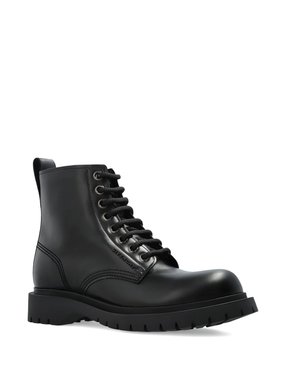 lace-up leather biker boots - 2