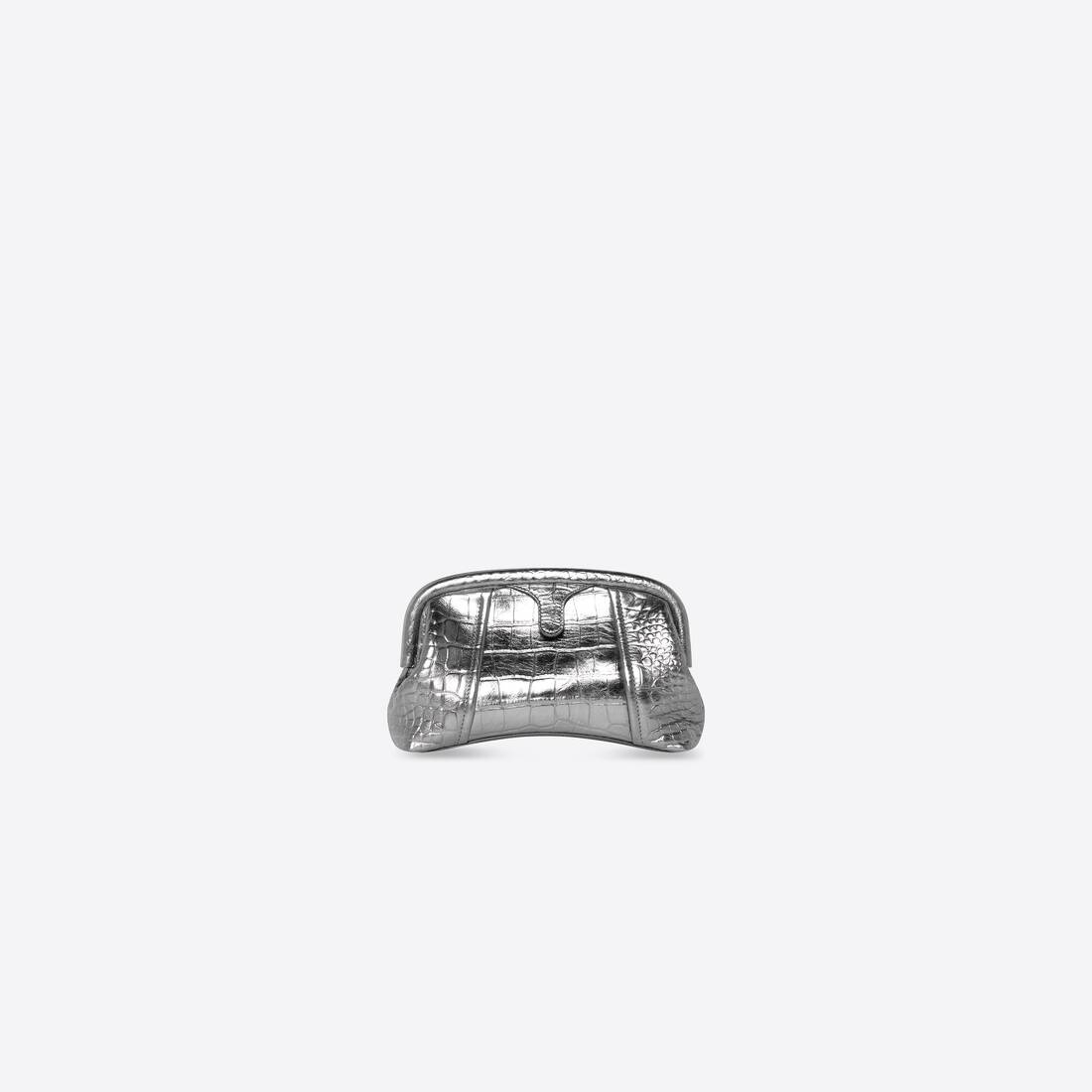 Women's Editor Xs Clutch Metallized Crocodile Embossed in Silver - 2