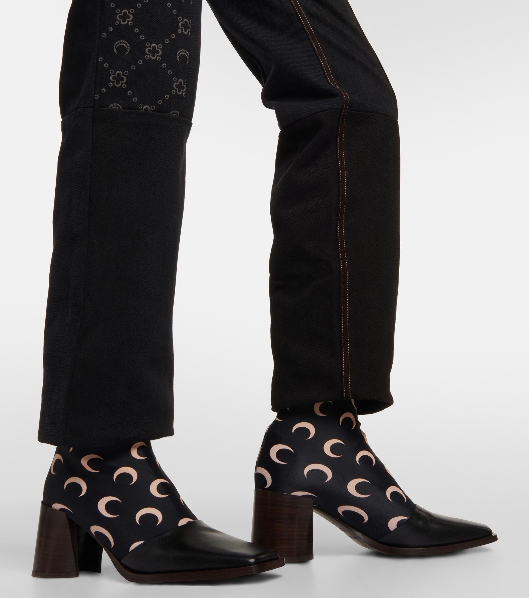 Printed leather-trimmed sock boots - 4