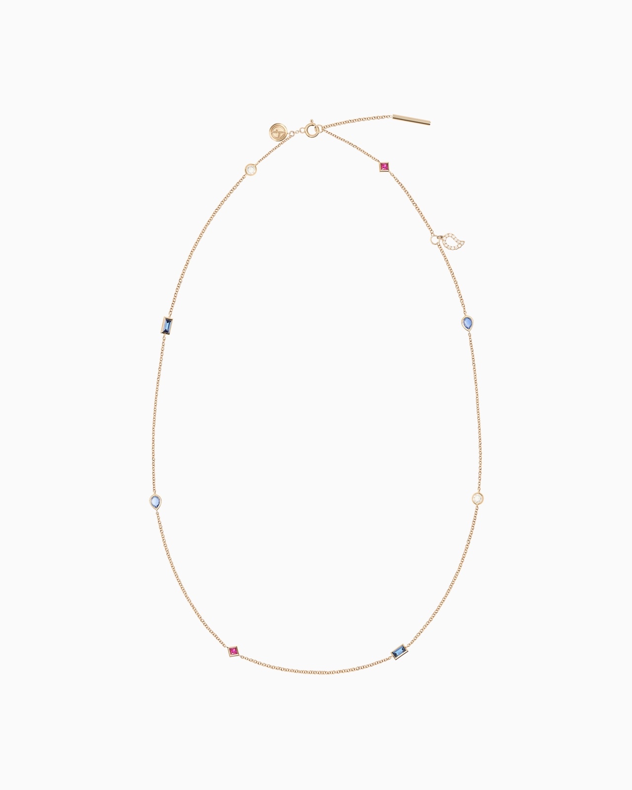 TAMARA LONG NECKLACE IN 18K GOLD WITH DIAMONDS, SAPPHIRES AND RUBIES - 1