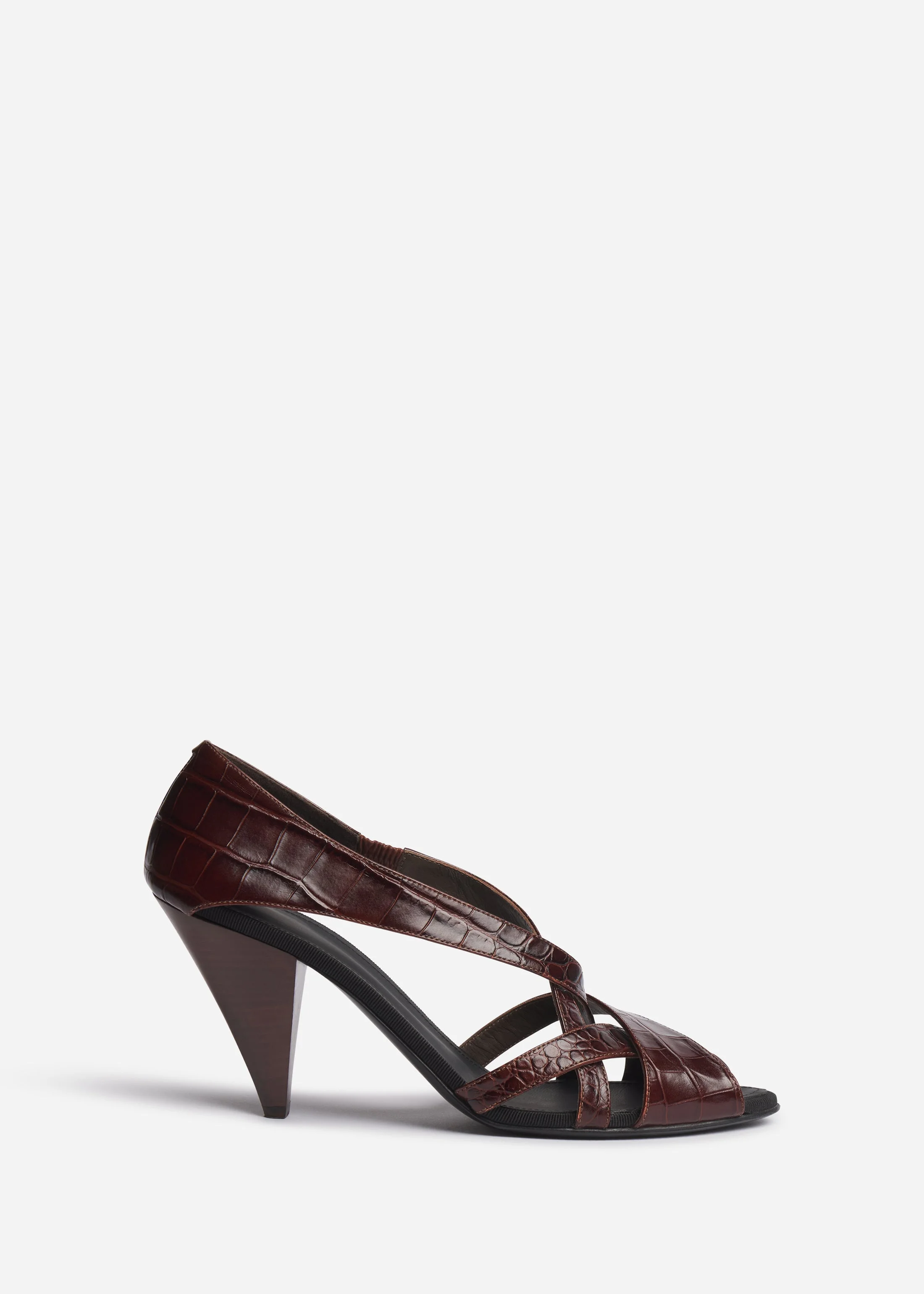 Open Toe Heeled Sandal in Crocodile Leather - 1