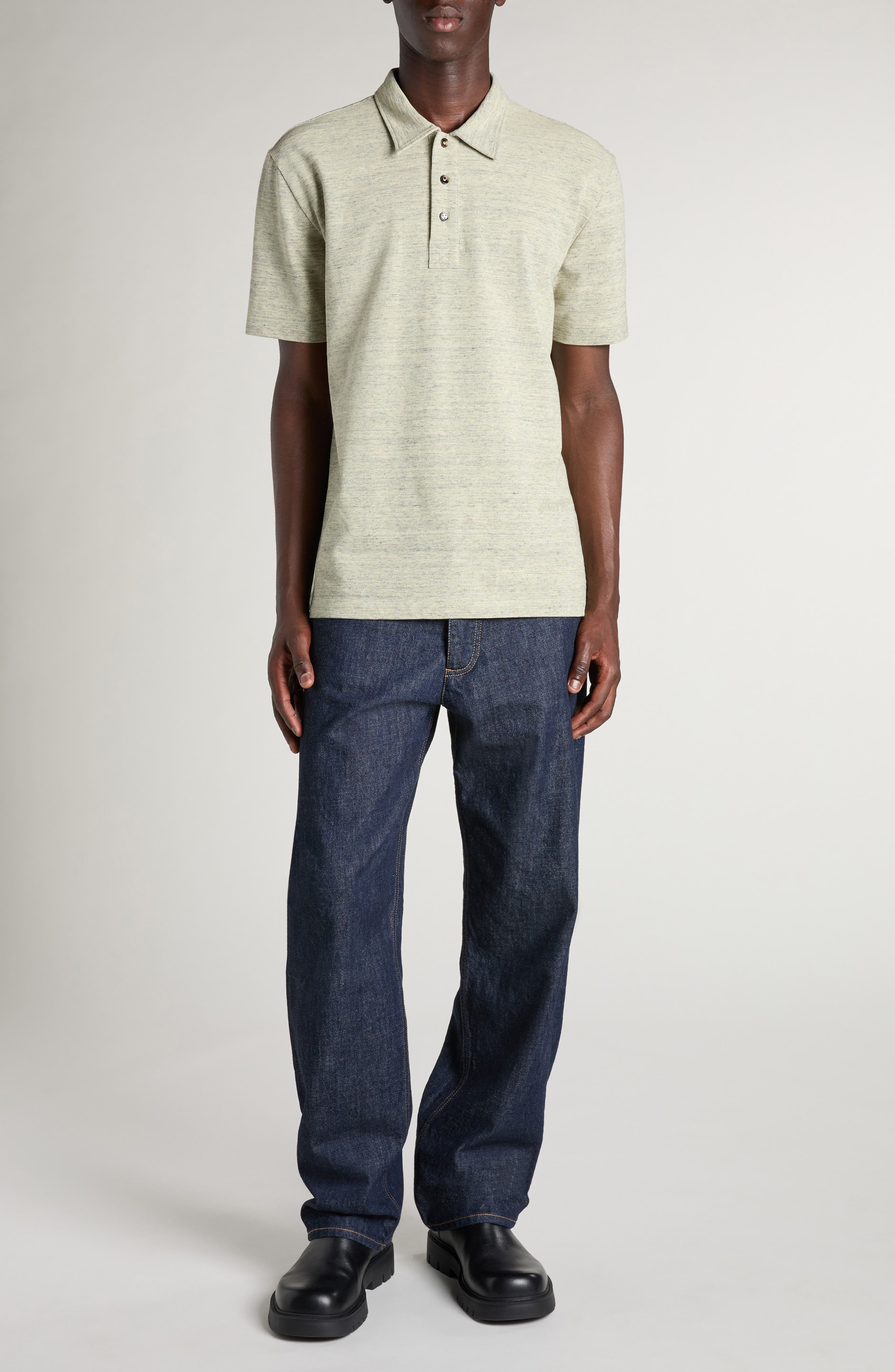 Bottega Veneta Cotton Piqué Polo in 9156 Chick Melange at Nordstrom - 2