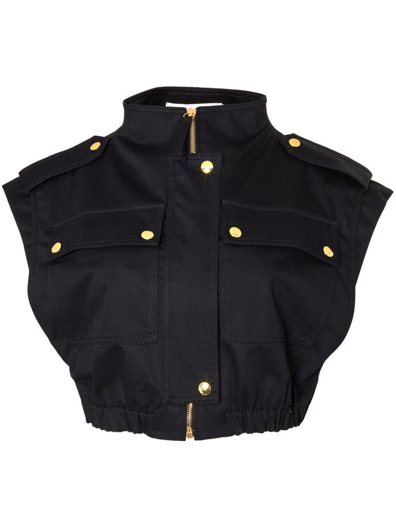 zip-up cropped cargo gilet 1