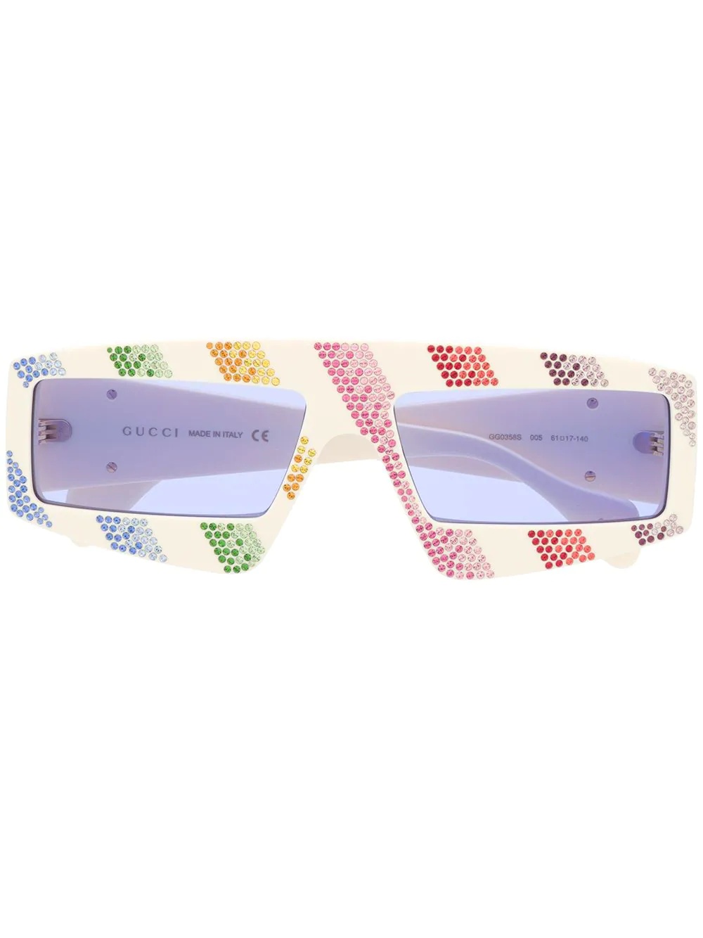 rainbow rhinestone striped sunglasses - 1