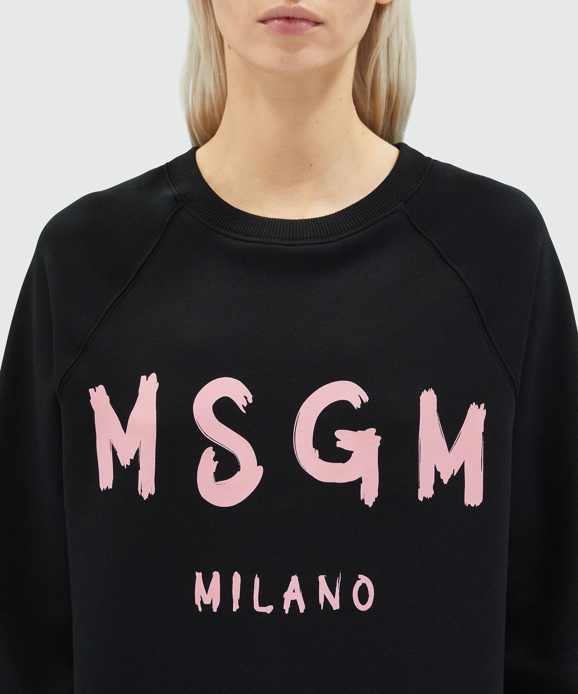 Black jersey sweatshirt with pink brushstroke logo - 5