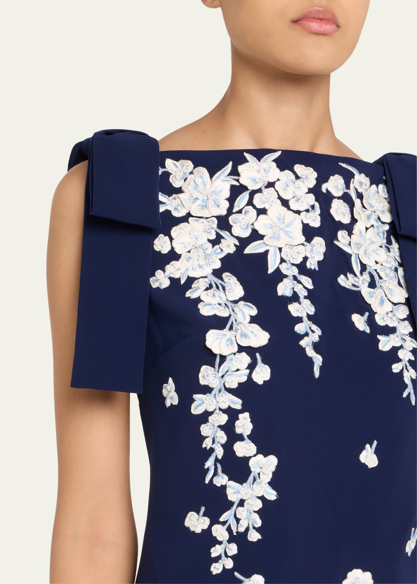 Embroidered Applique Bow Mini Dress - 5