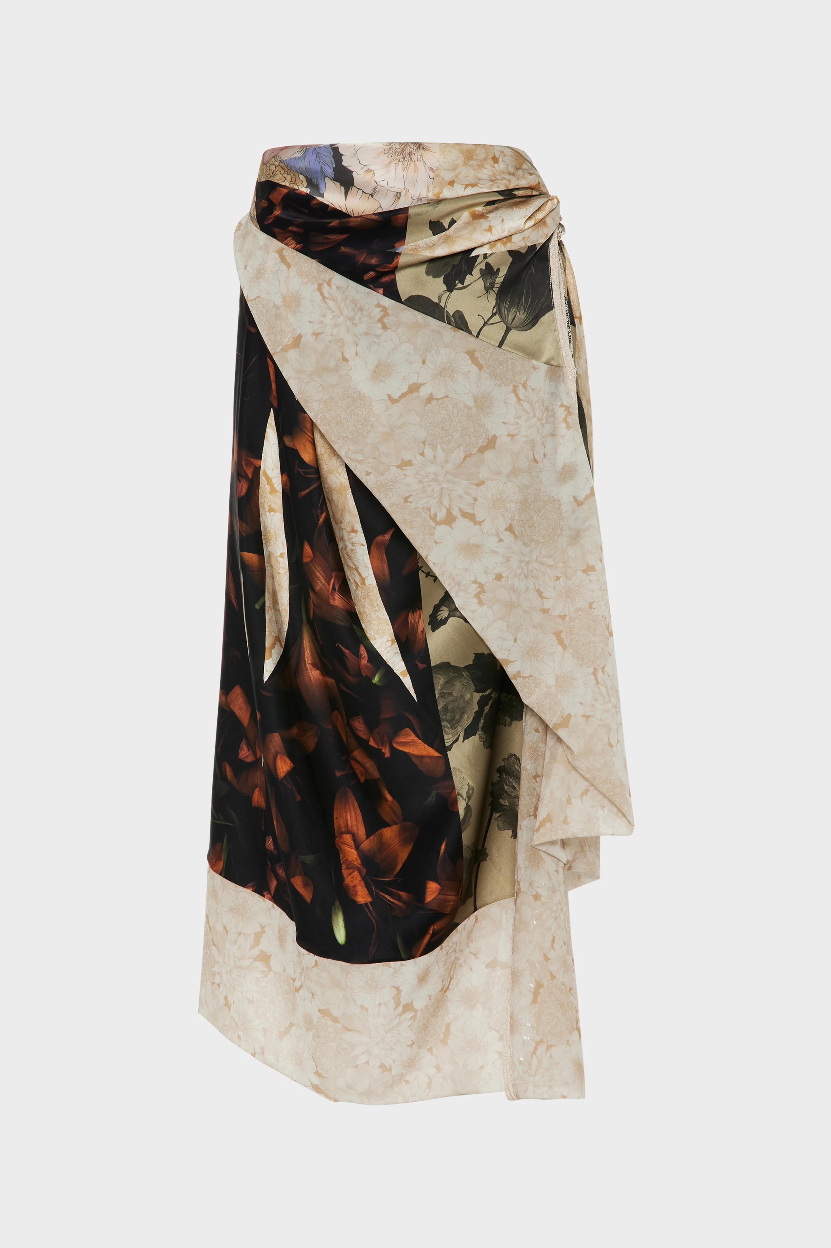 Silk Floral Midi Skirt - 1