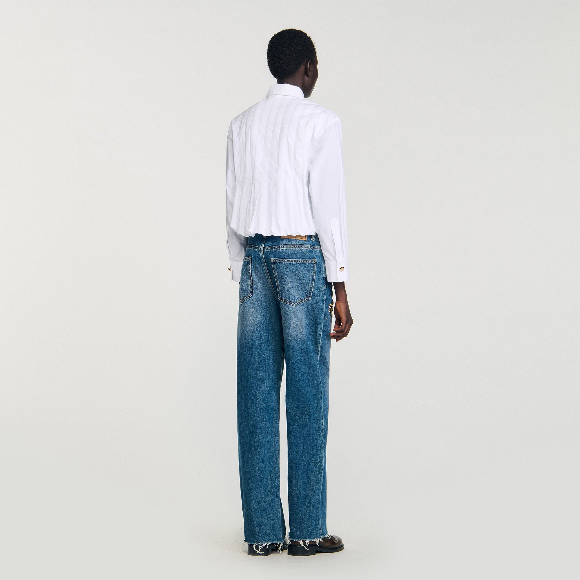 PLEATED CROPPED SHIRT - 5