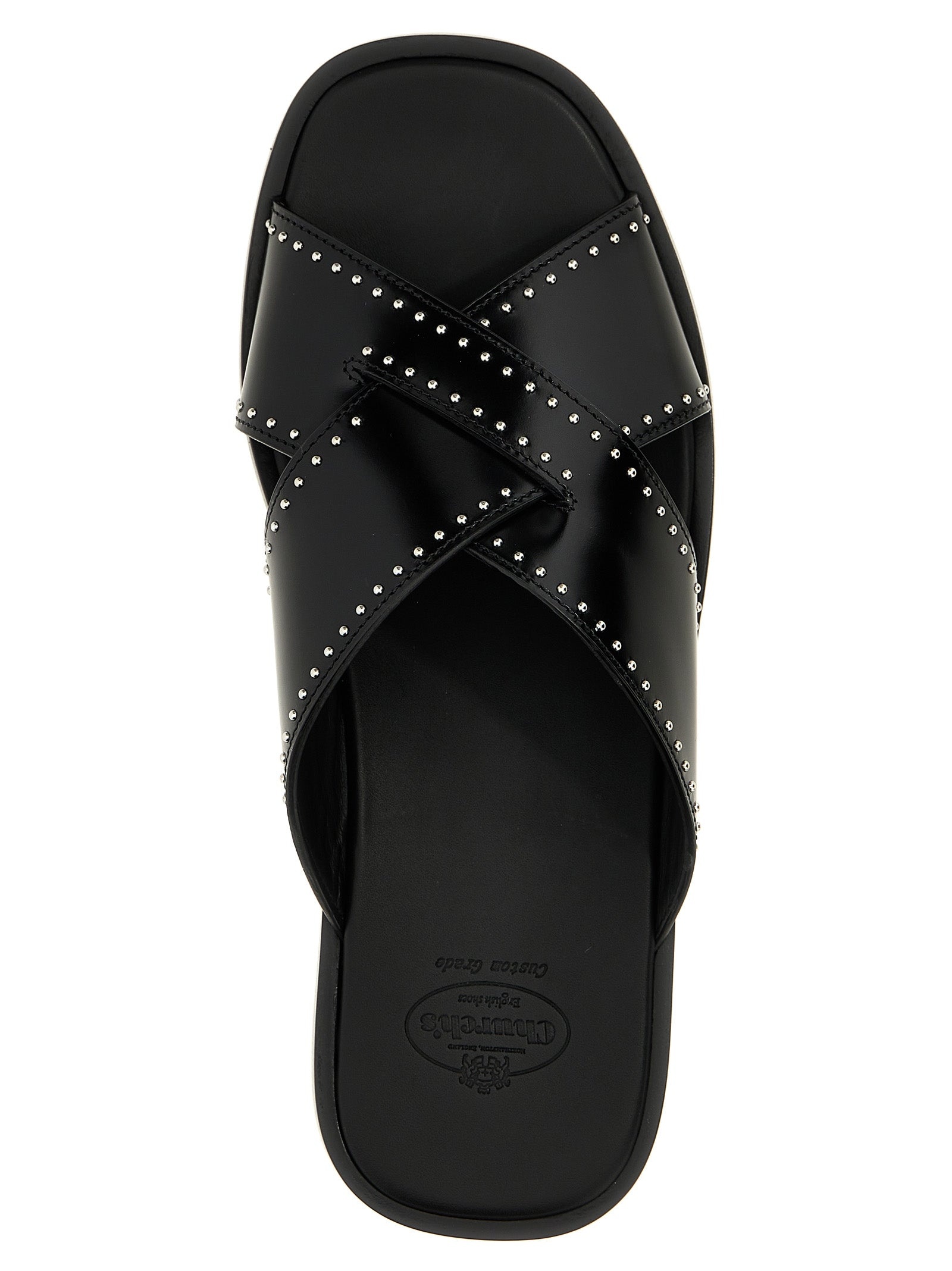 サンダル・ミュール CHURCH'S 'Oriyah Met' sandals Black  DX01169EM Black Leather Crisscross Sandal with Studs | Church's