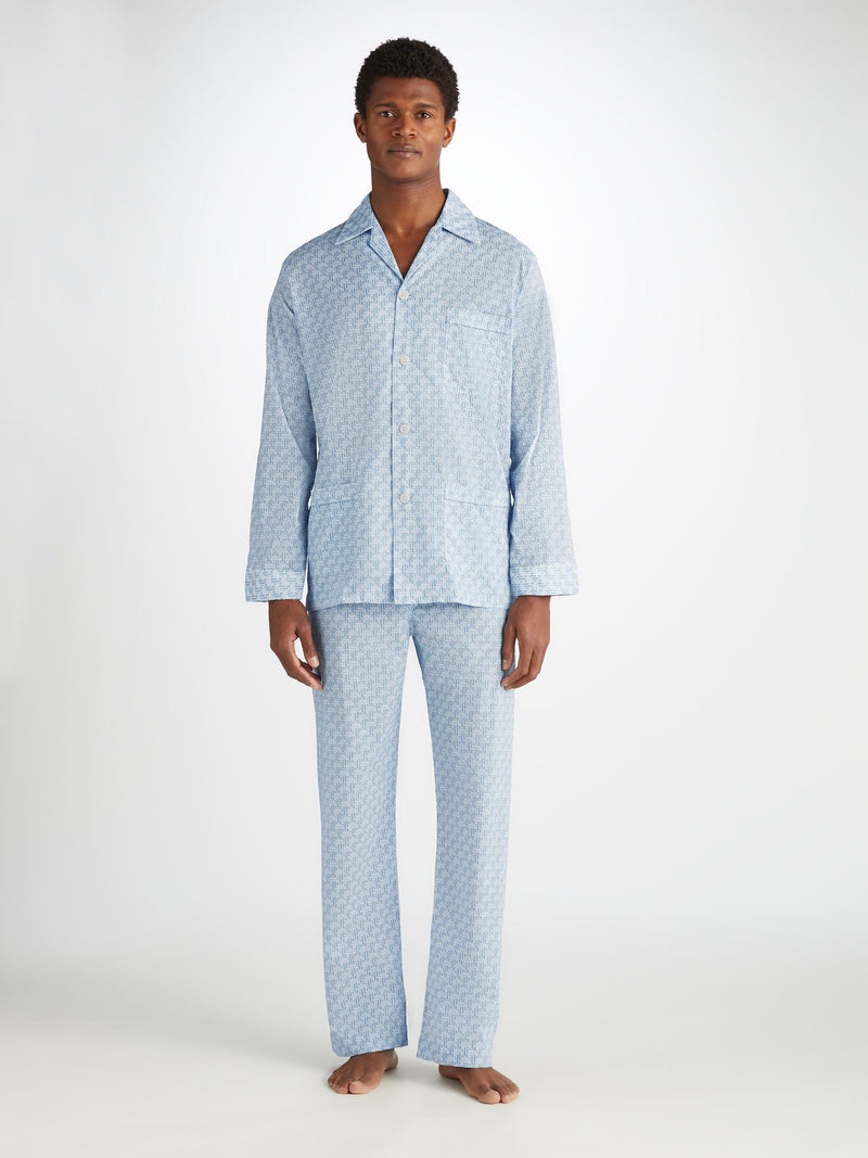 Men's Classic Fit Pyjamas Ledbury 72 Cotton Batiste Blue - 2