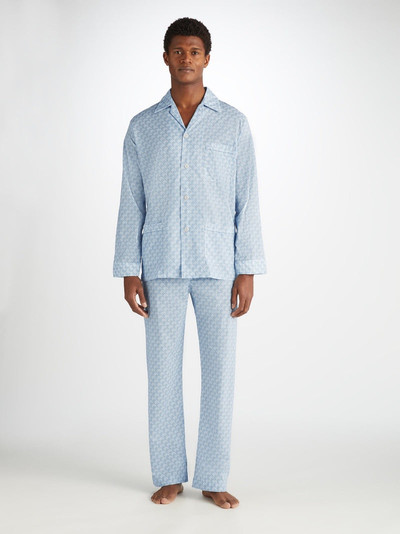 Derek Rose Men's Classic Fit Pyjamas Ledbury 72 Cotton Batiste Blue outlook