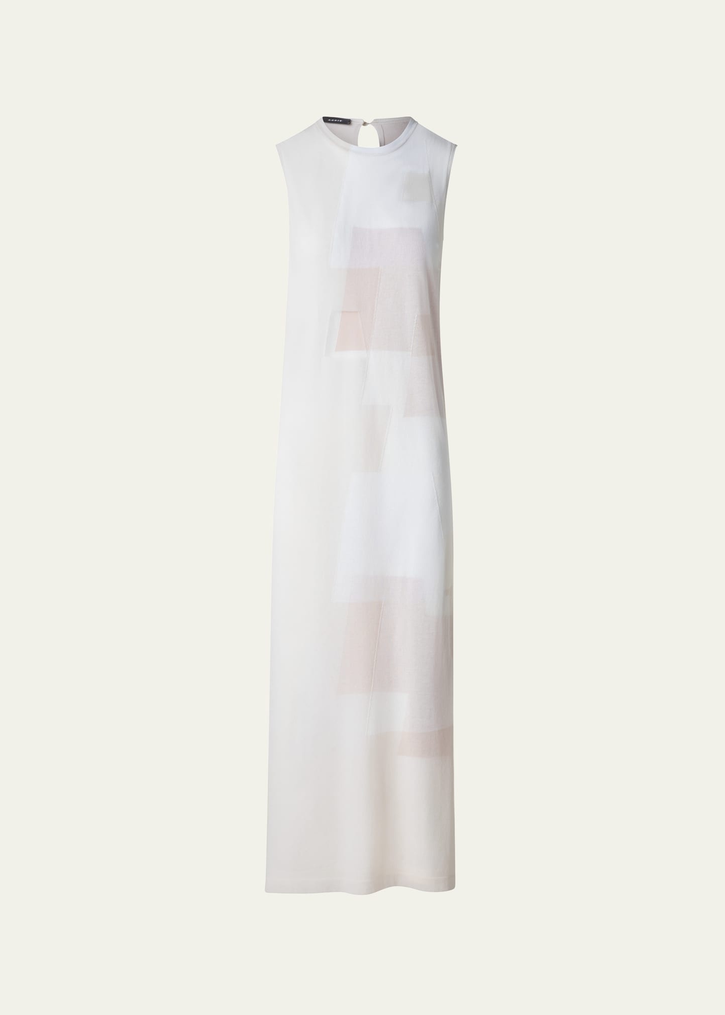 Long Trapezoid Intarsia Knit Dress - 1