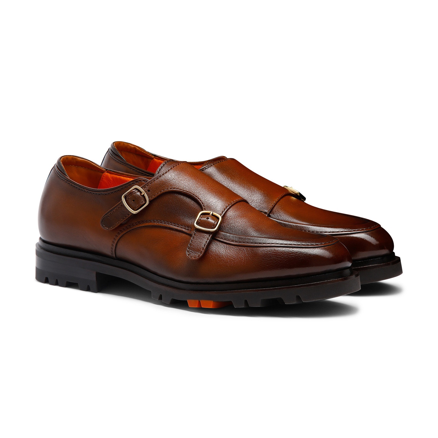 Men's brown leather double-buckle shoe - 3