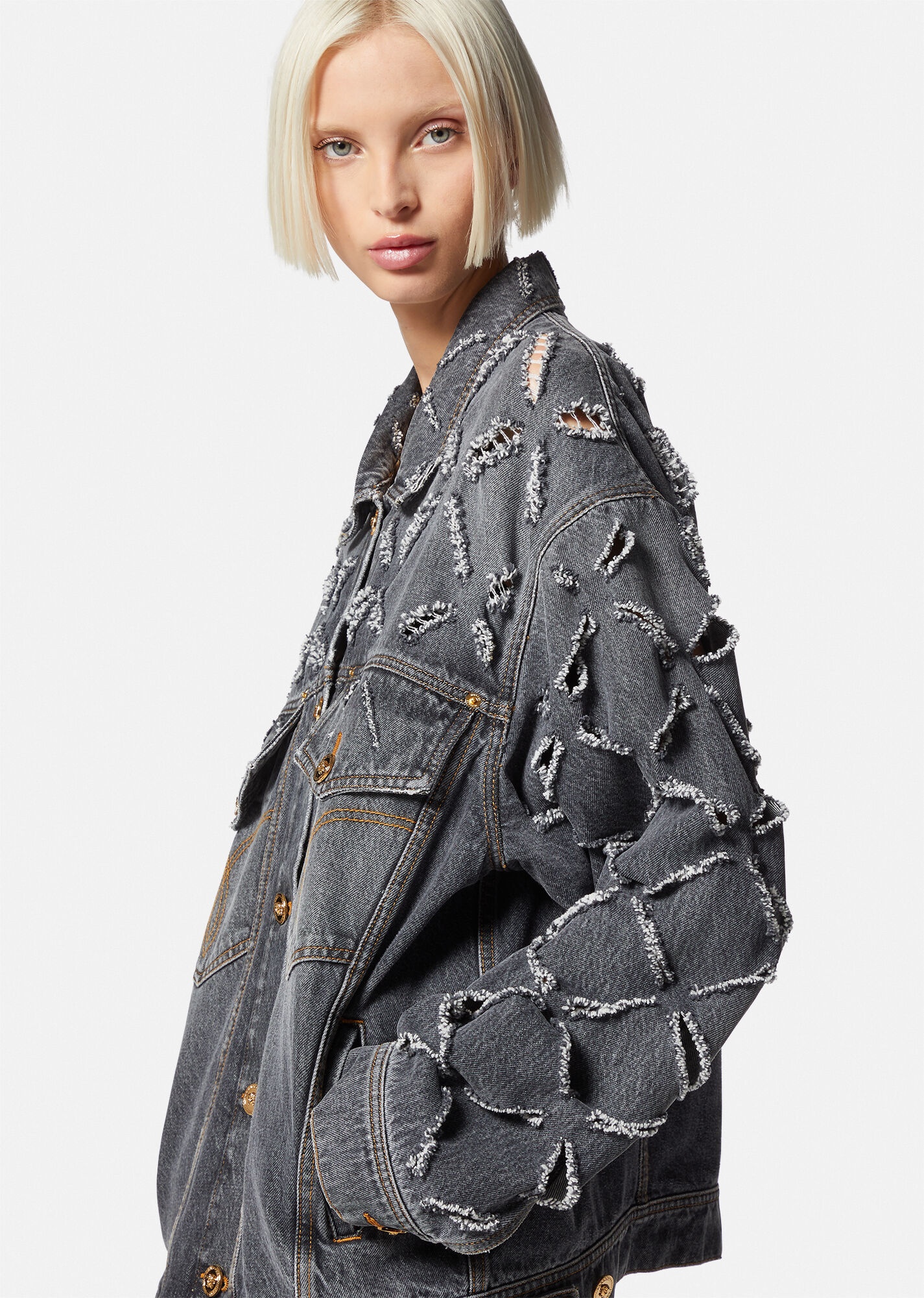 Slashed Denim Jacket - 5