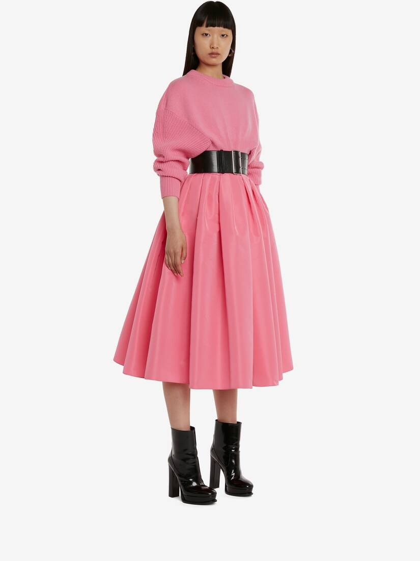 Women's Cropped Cocoon Sleeve Jumper in Sugar Pink - 3