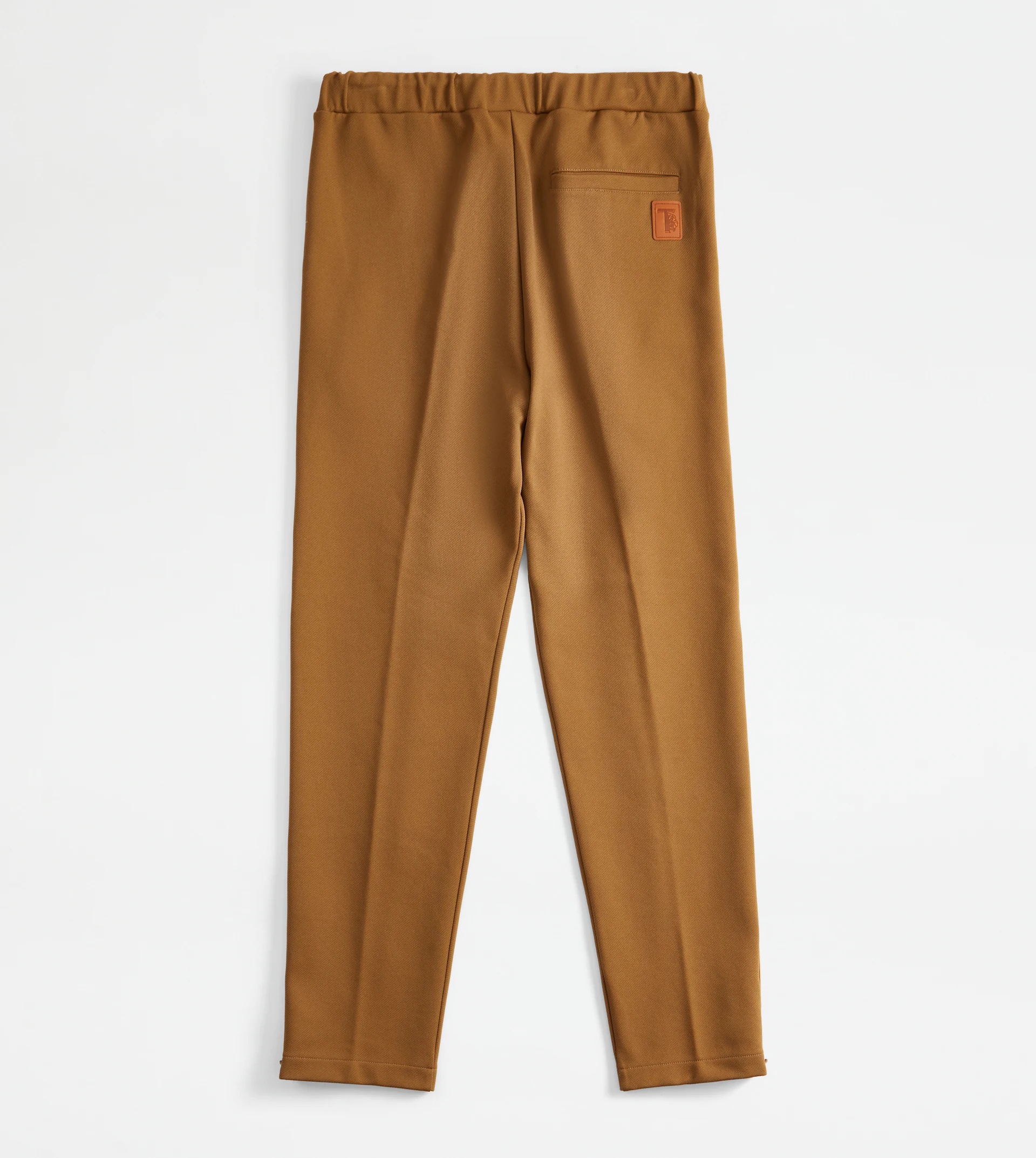 TROUSERS WITH LEATHER PIPING - BROWN - 4