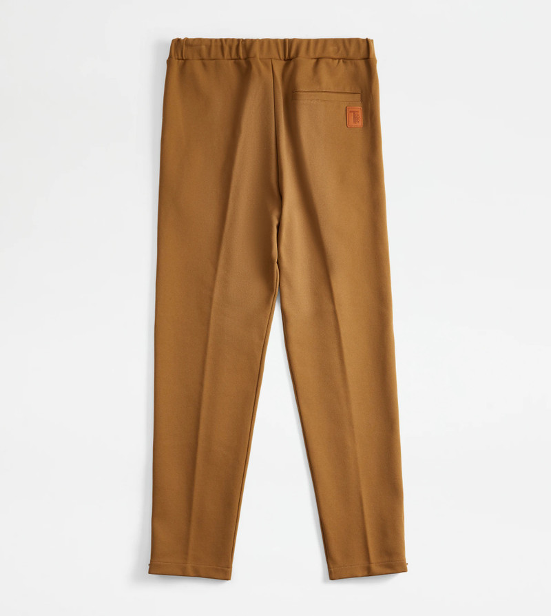 TROUSERS WITH LEATHER PIPING - BROWN 8