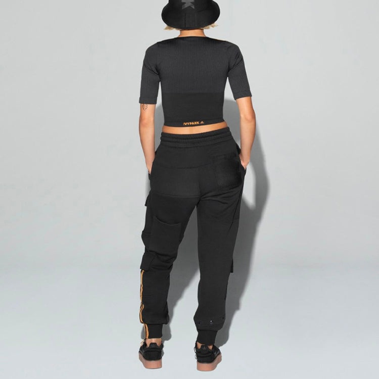 adidas originals x Ivy Park Crossover Cargo Sweatpants Couple Style Black H38828 - 4