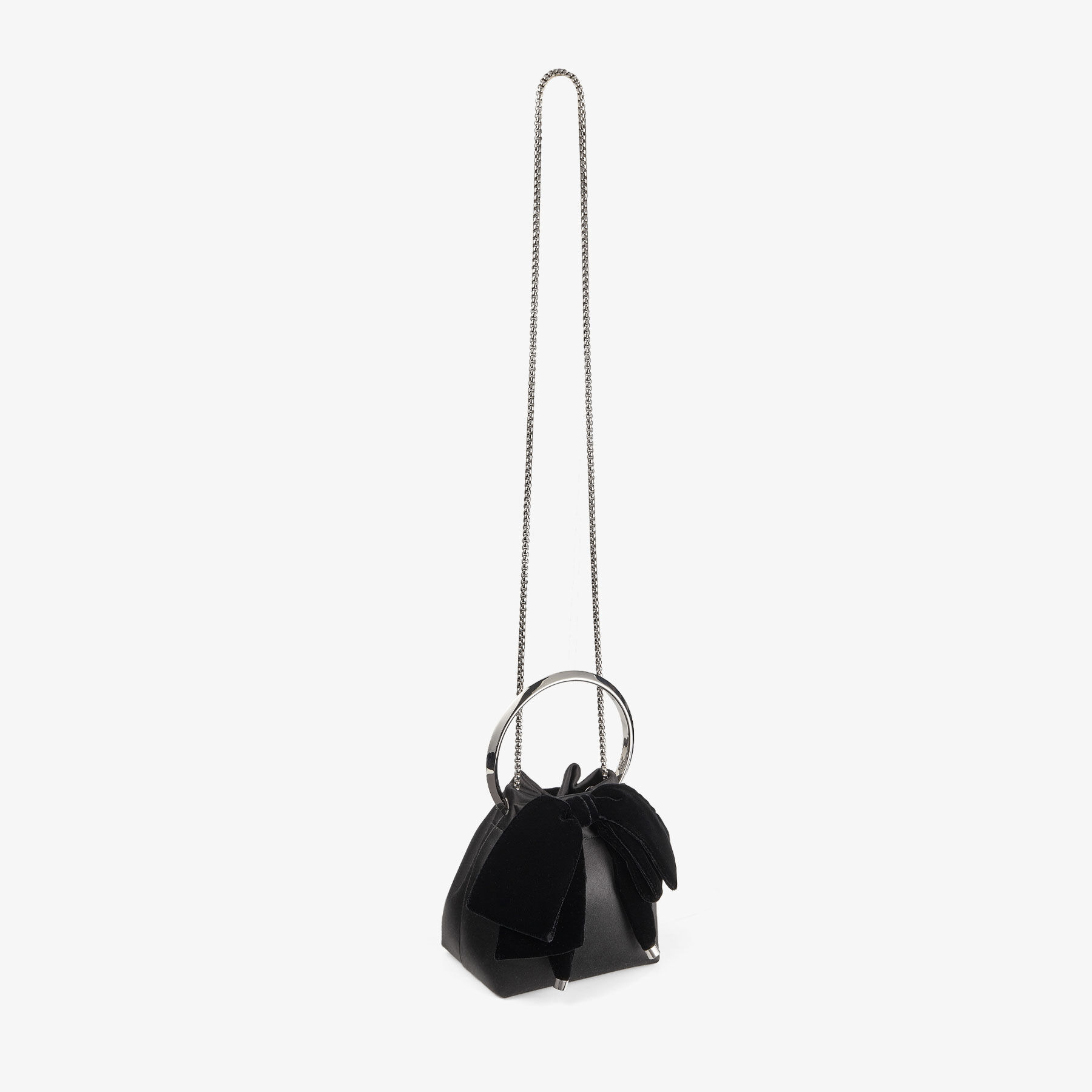 Bon Bon
Black Satin Bucket Bag with Velvet Bow - 4