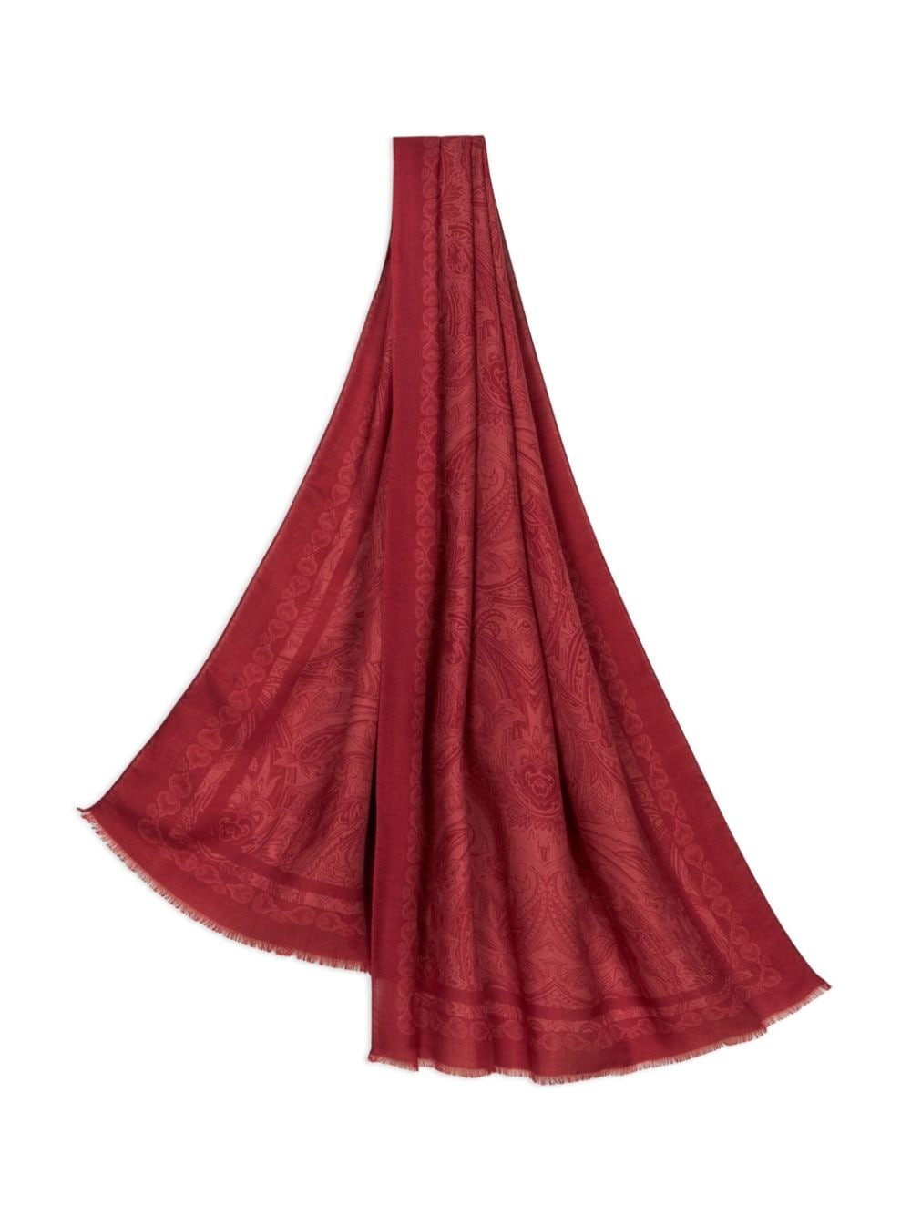 frayed paisley-print scarf - 2