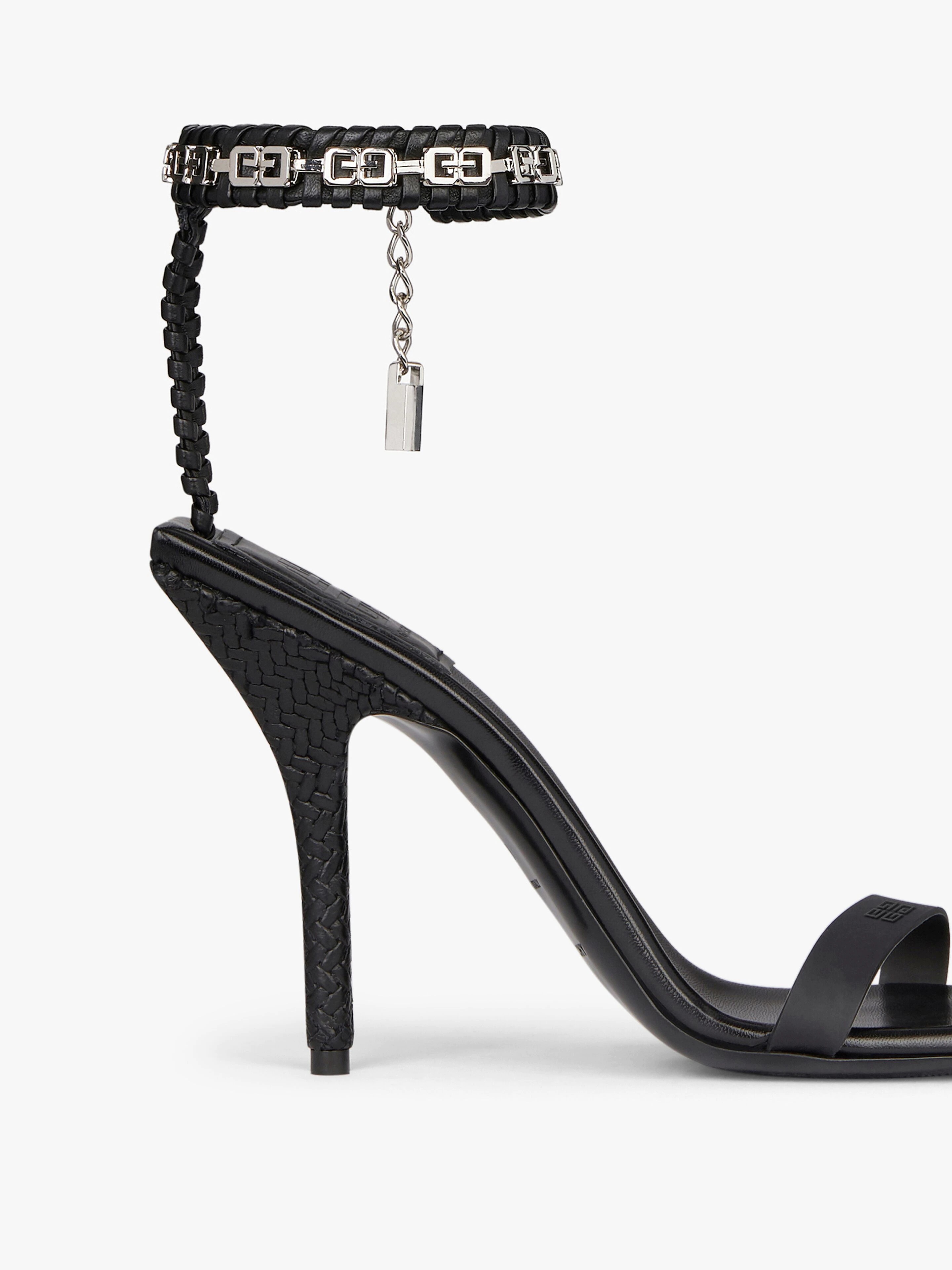 G WOVEN SANDALS IN BRAIDED LEATHER WITH CHAIN - 5