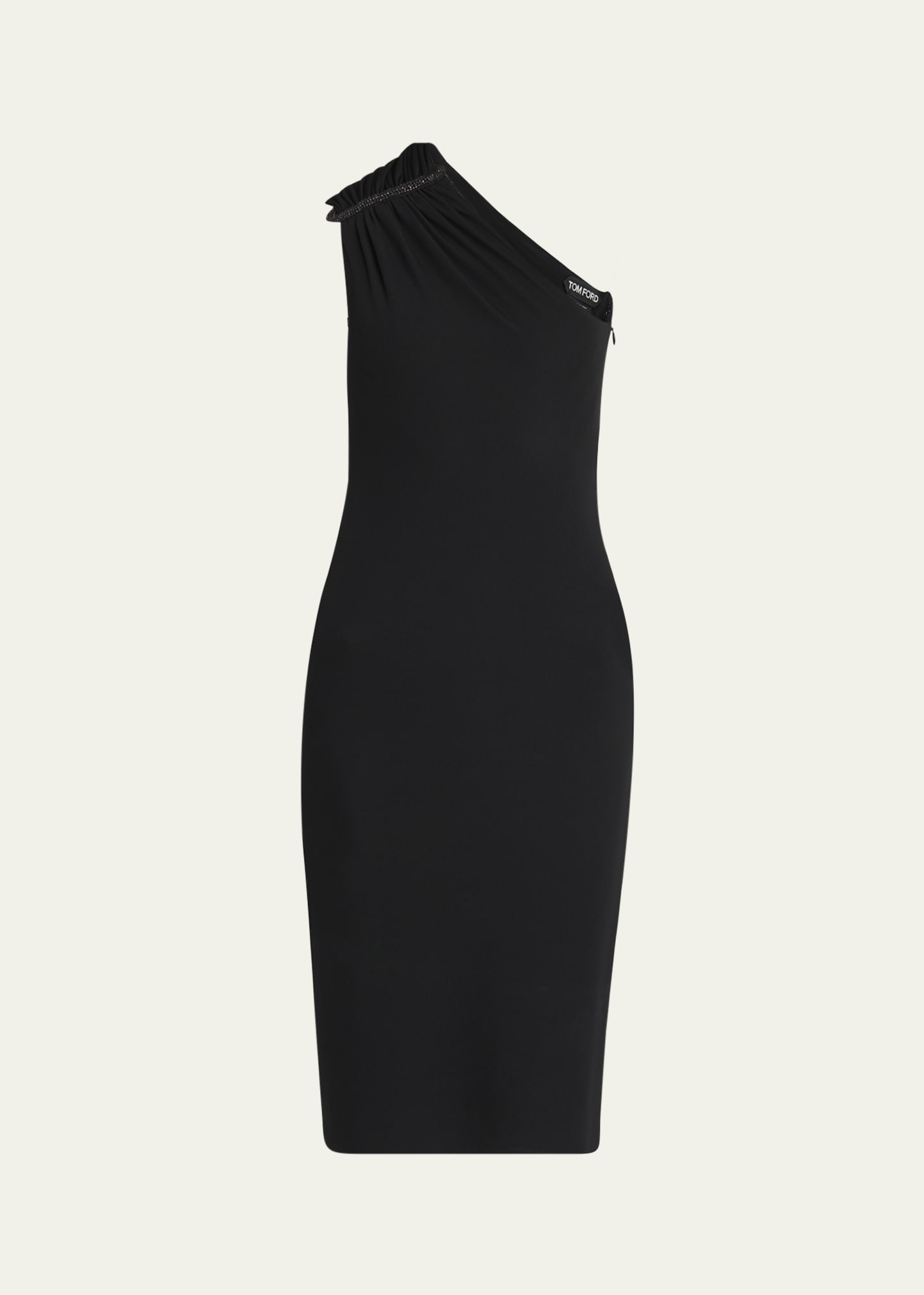 Strass Ruched One-Shoulder Dress - 1
