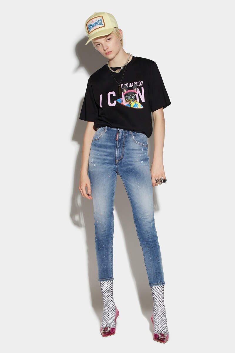 MEDIUM WASH HIGH WAIST CROPPED TWIGGY JEANS 1