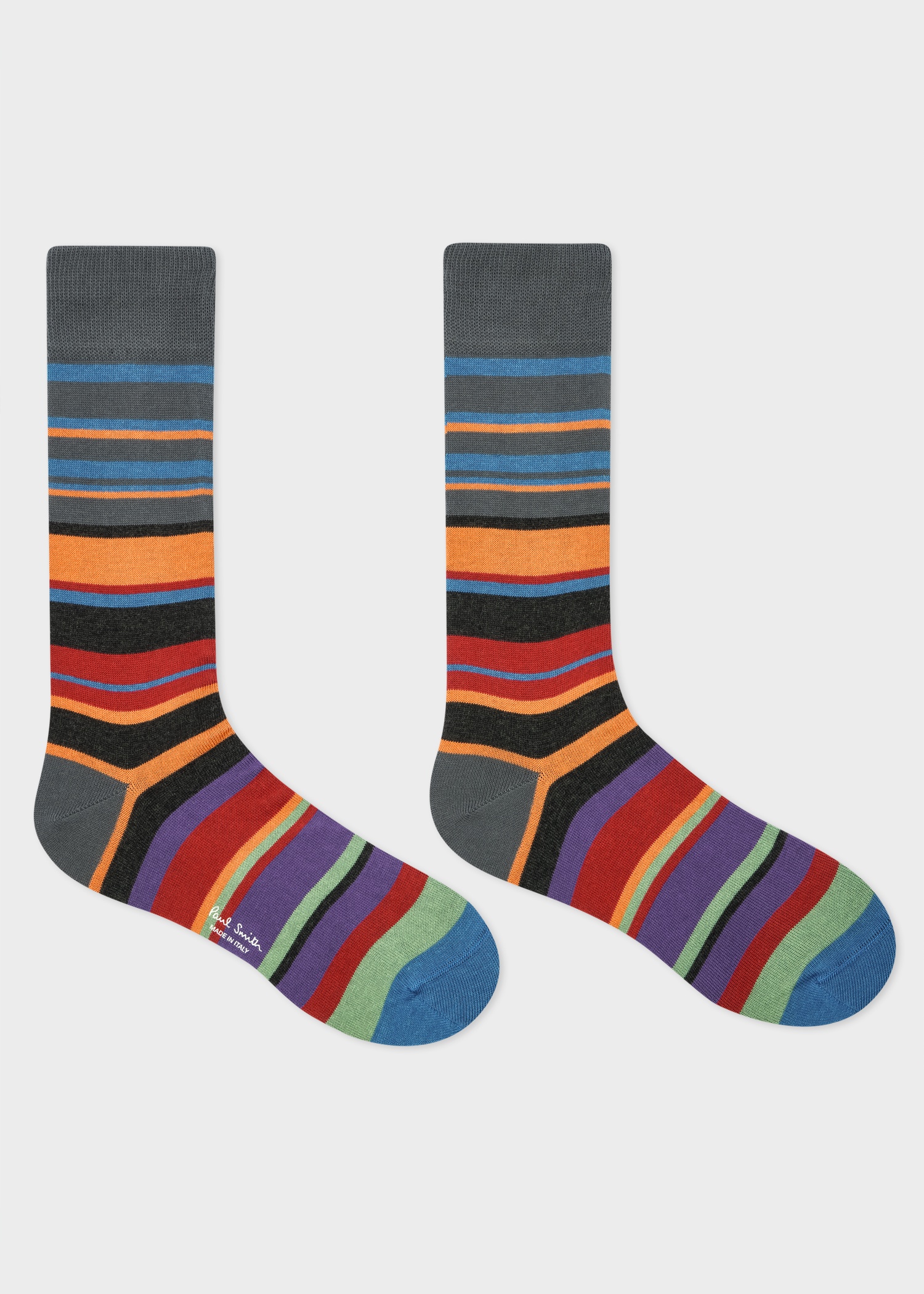 Grey Mixed Stripe Socks - 2