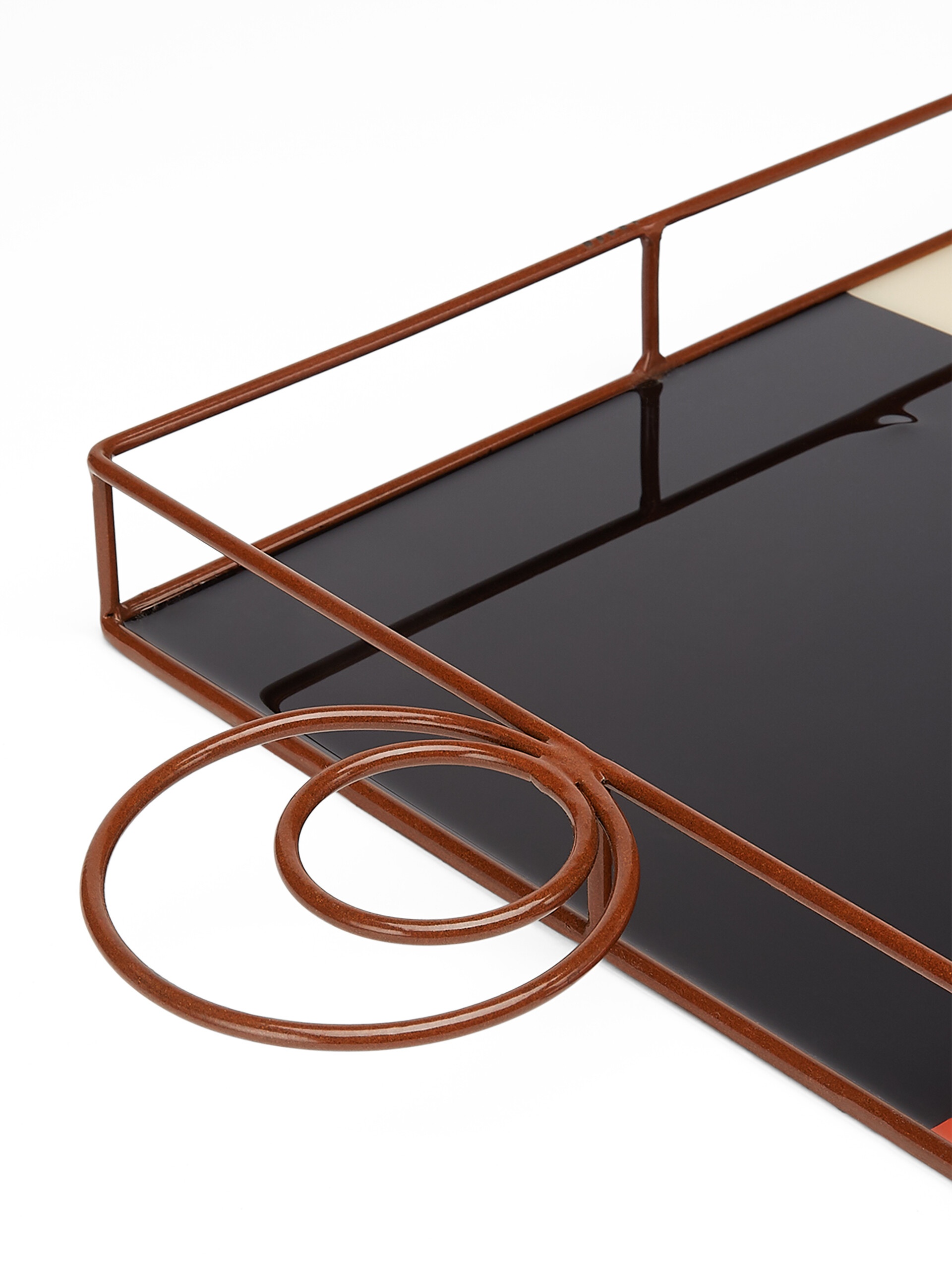MARNI MARKET RECTANGULAR TRAY IN IRON AND BEIGE, BLACK AND RED RESIN - 3