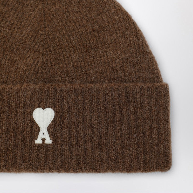 Ami Paris Ami De Coeur Brown Wool Beanie Men - 2