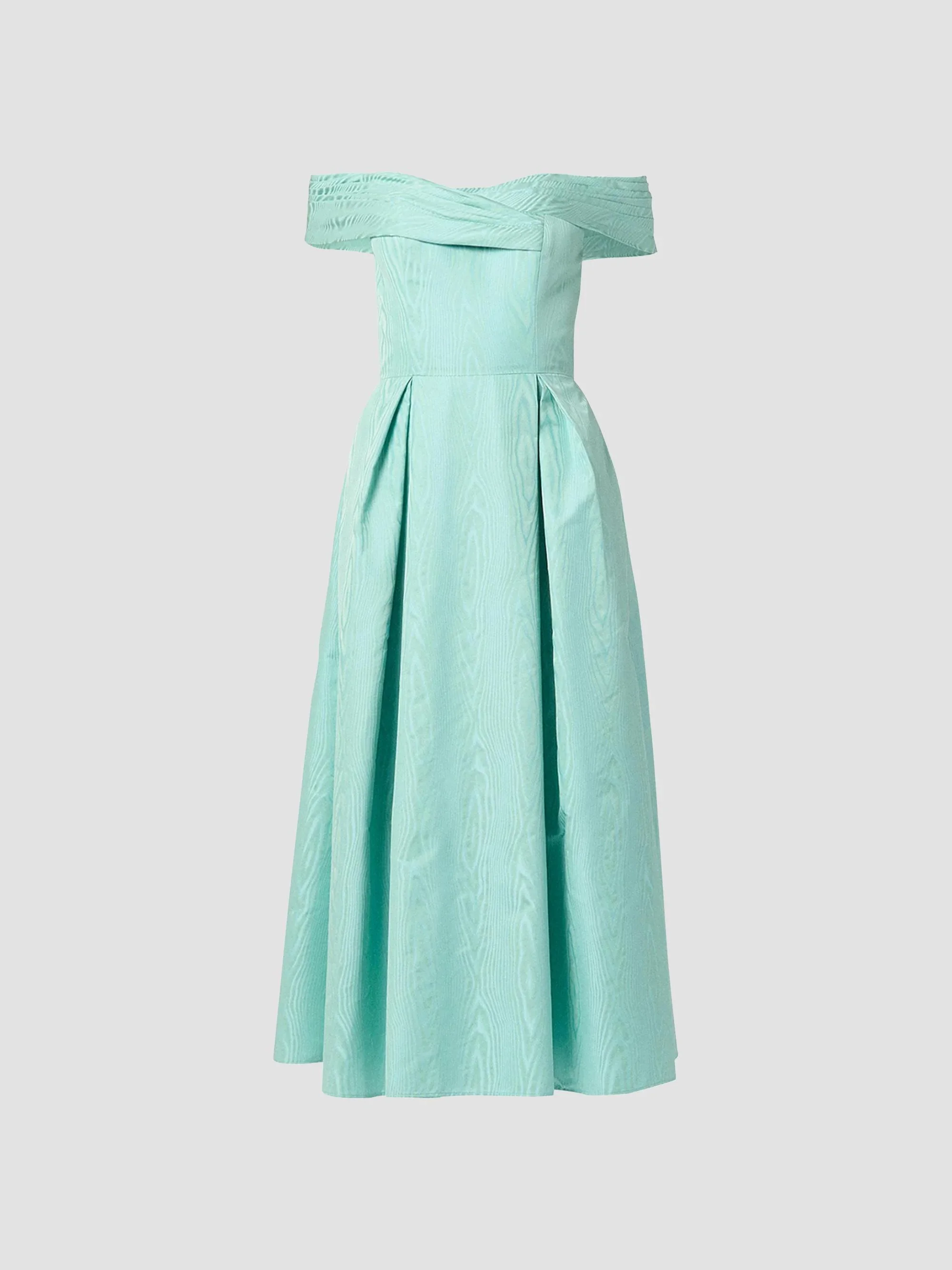 Women's June Pleated Off-Shoulder Midi-Dress - Blue - 1
