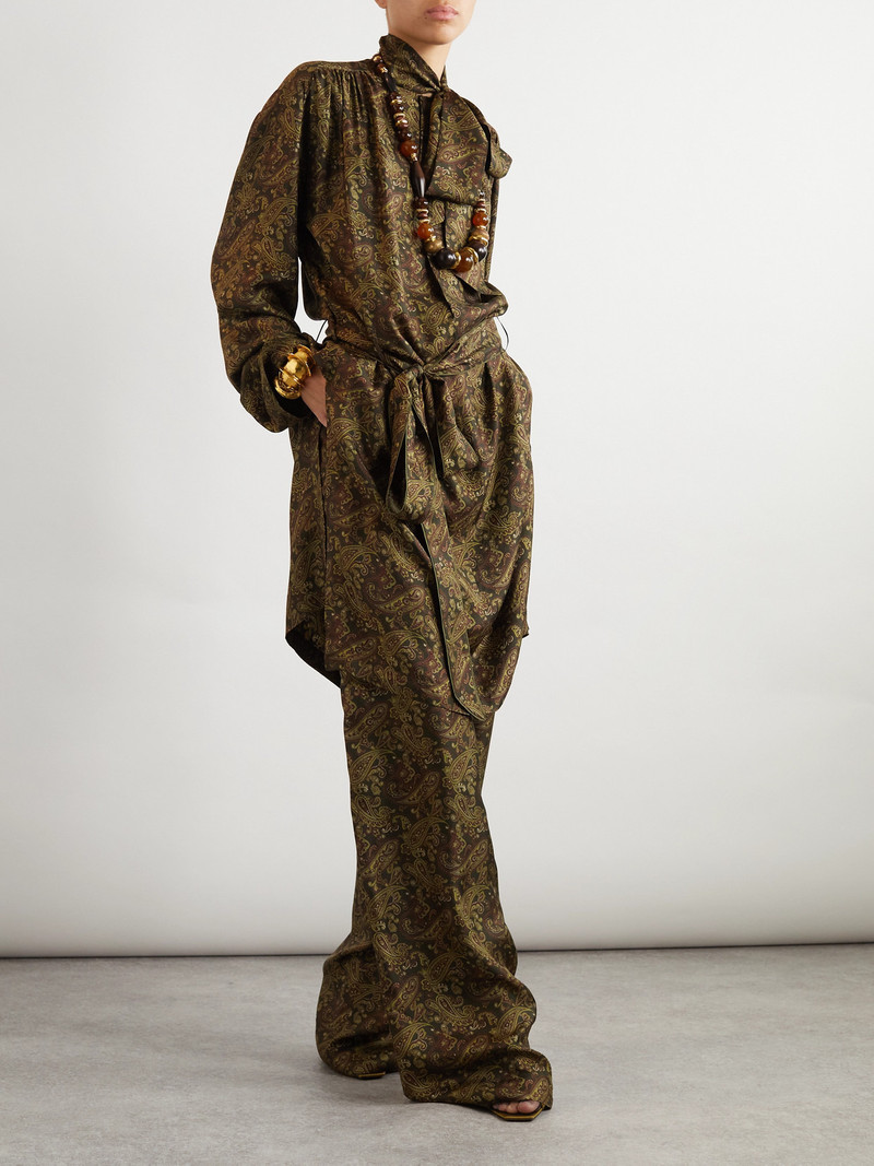 SAINT LAURENT Paisley-print Silk-twill Wide-leg Pants outlook