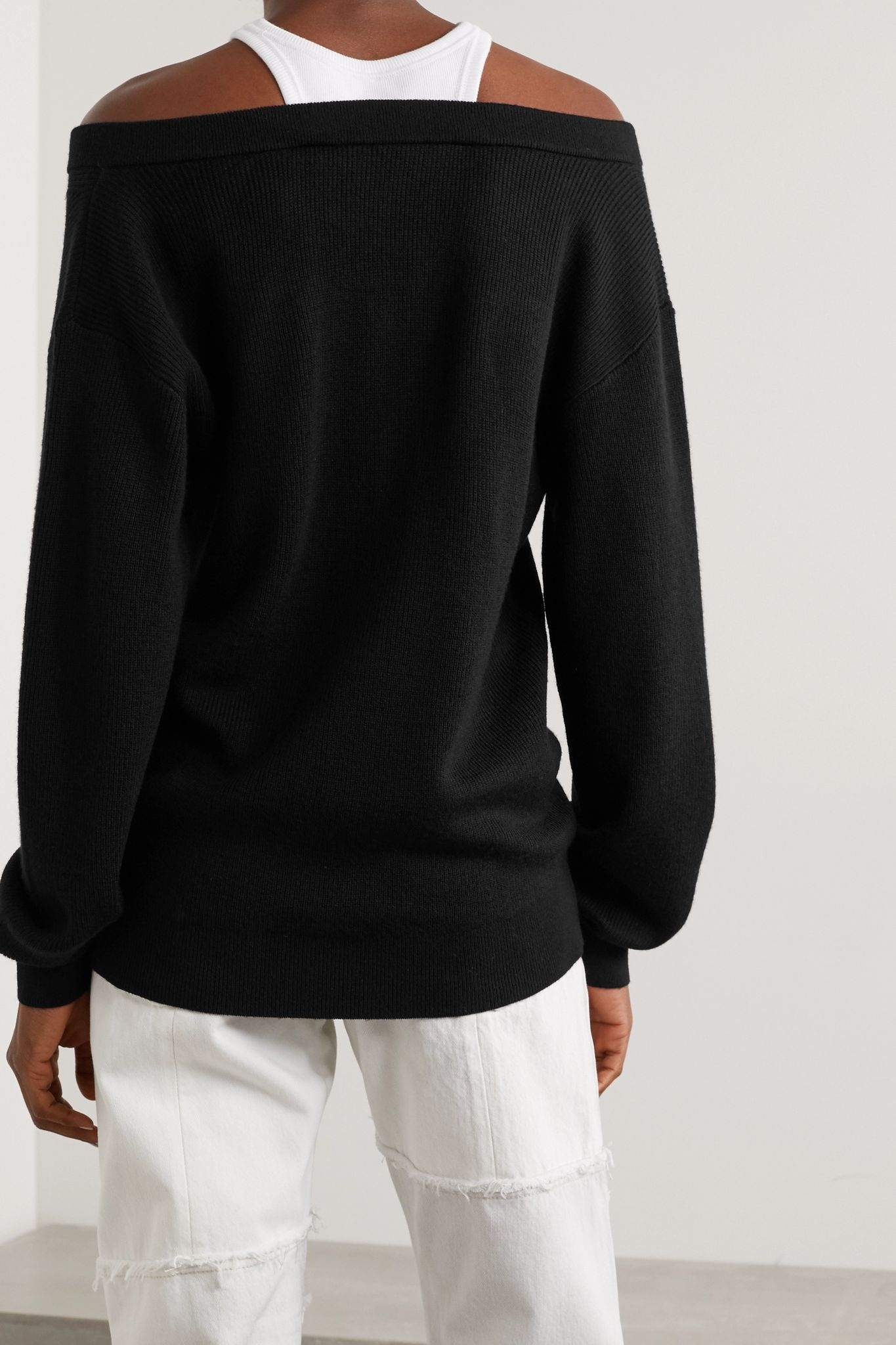 Layered merino wool and stretch cotton-jersey sweater - 3