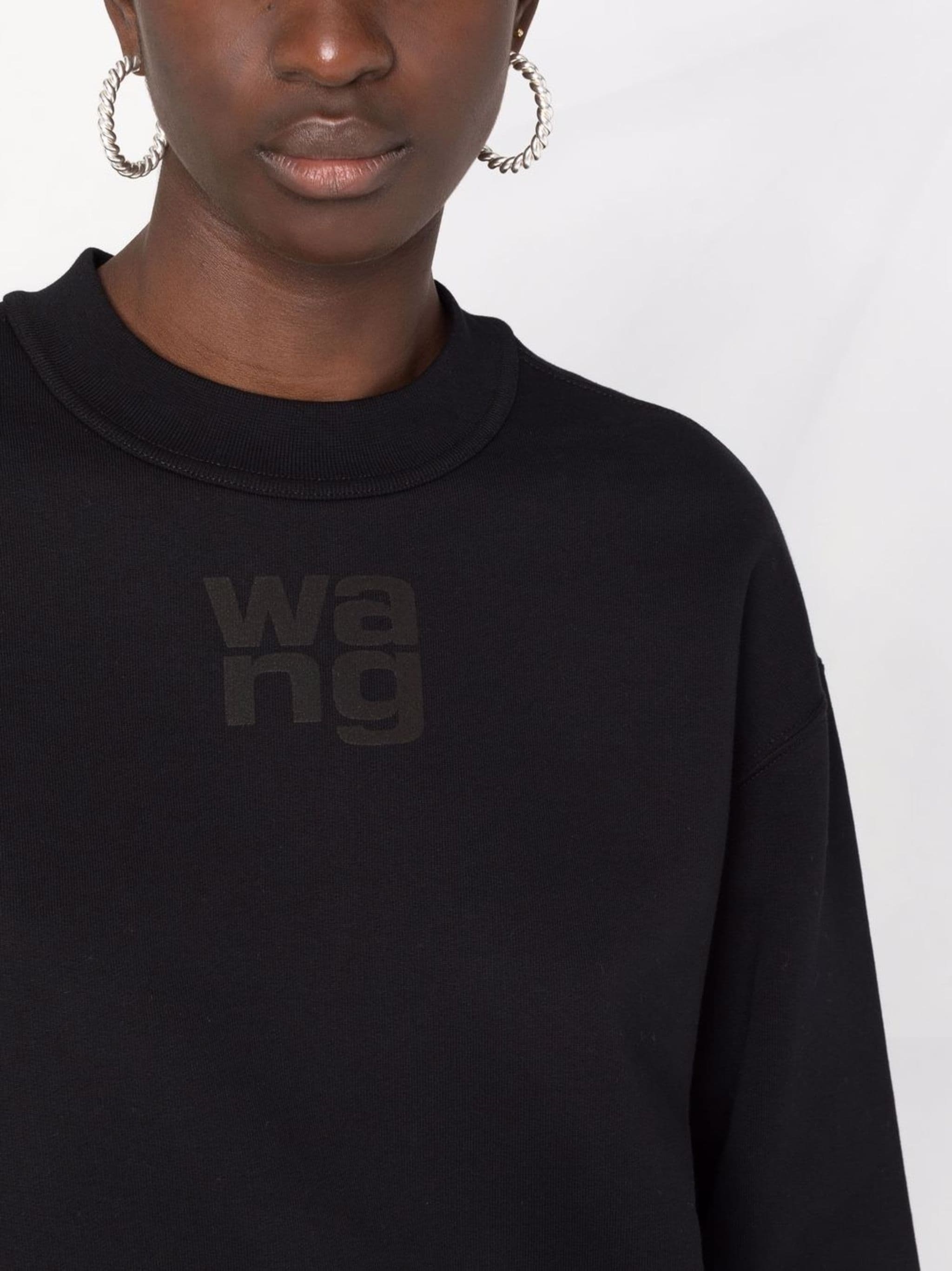 T BY ALEXANDER WANG Women Essential Puff Logo Terry Crewneck Sweatshirt - 6