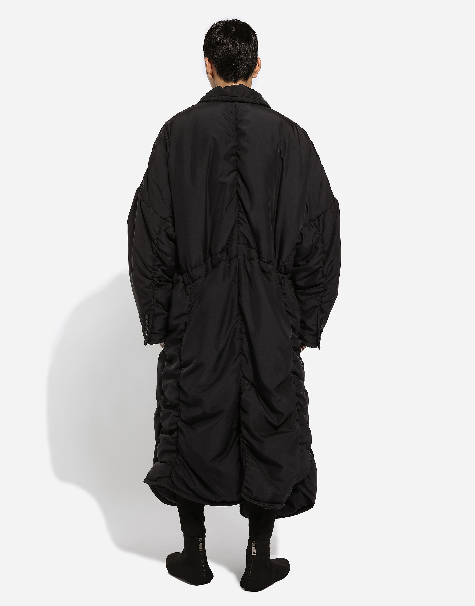 Single-breasted padded silk habotai coat - 3