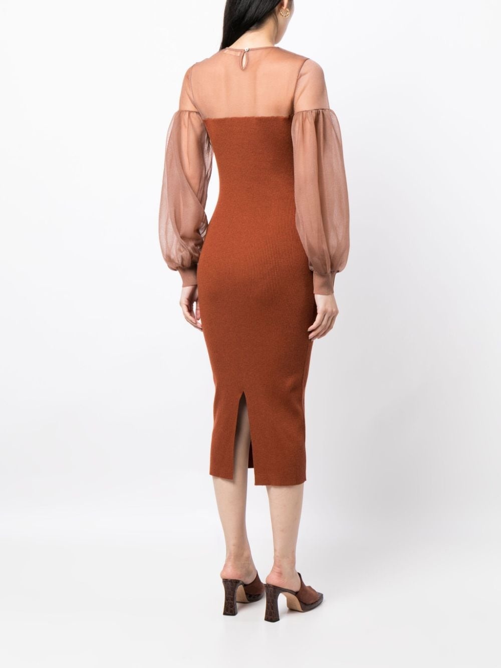 Milla sheer-panelling ribbed dress - 4