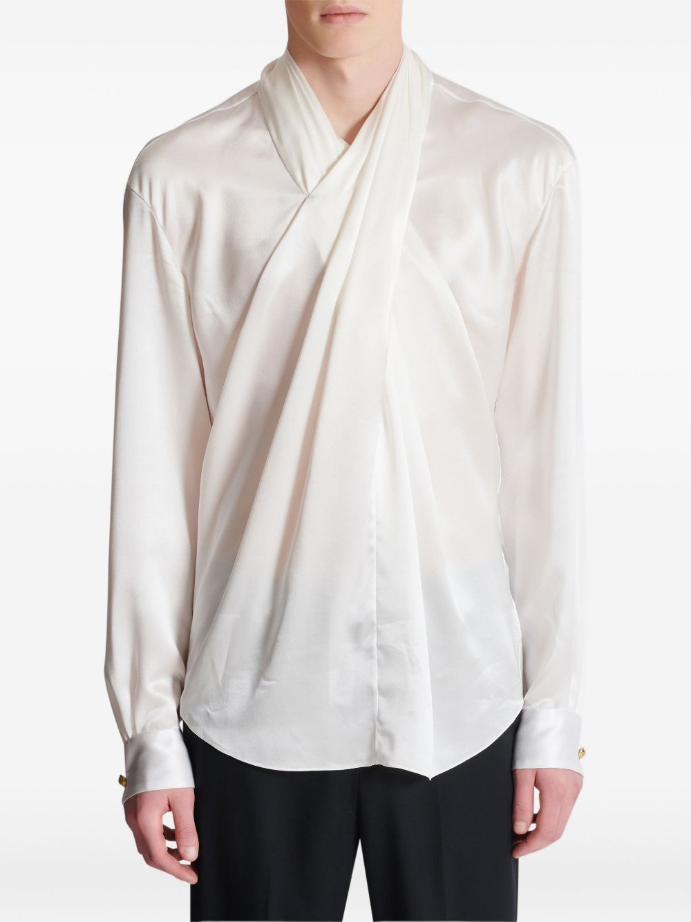 draped silk shirt - 4