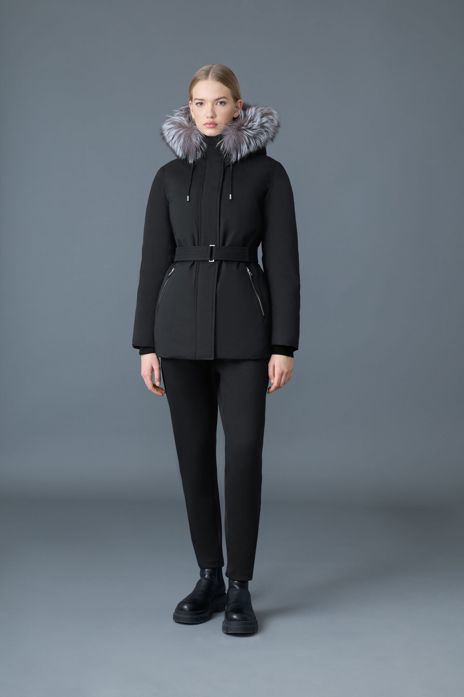 JENI 2-in-1 down parka with removable bib and silver fox fur - 2