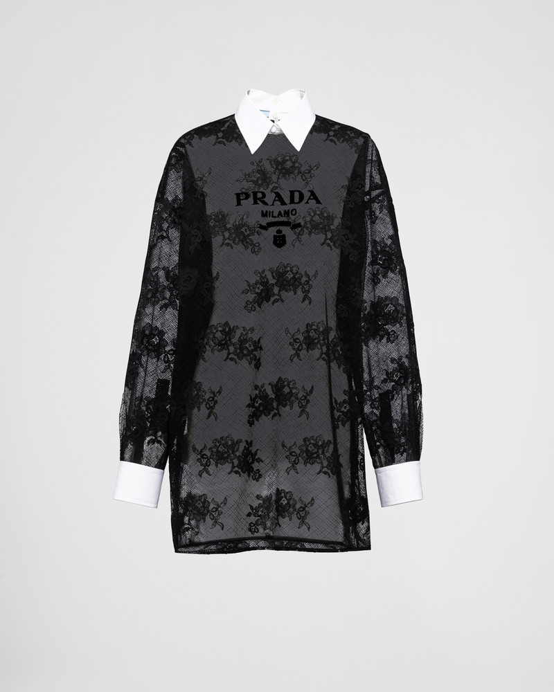 Prada Embroidered lace and poplin mini-dress - P3I67R_12BZ_F0967_S_231 |  REVERSIBLE