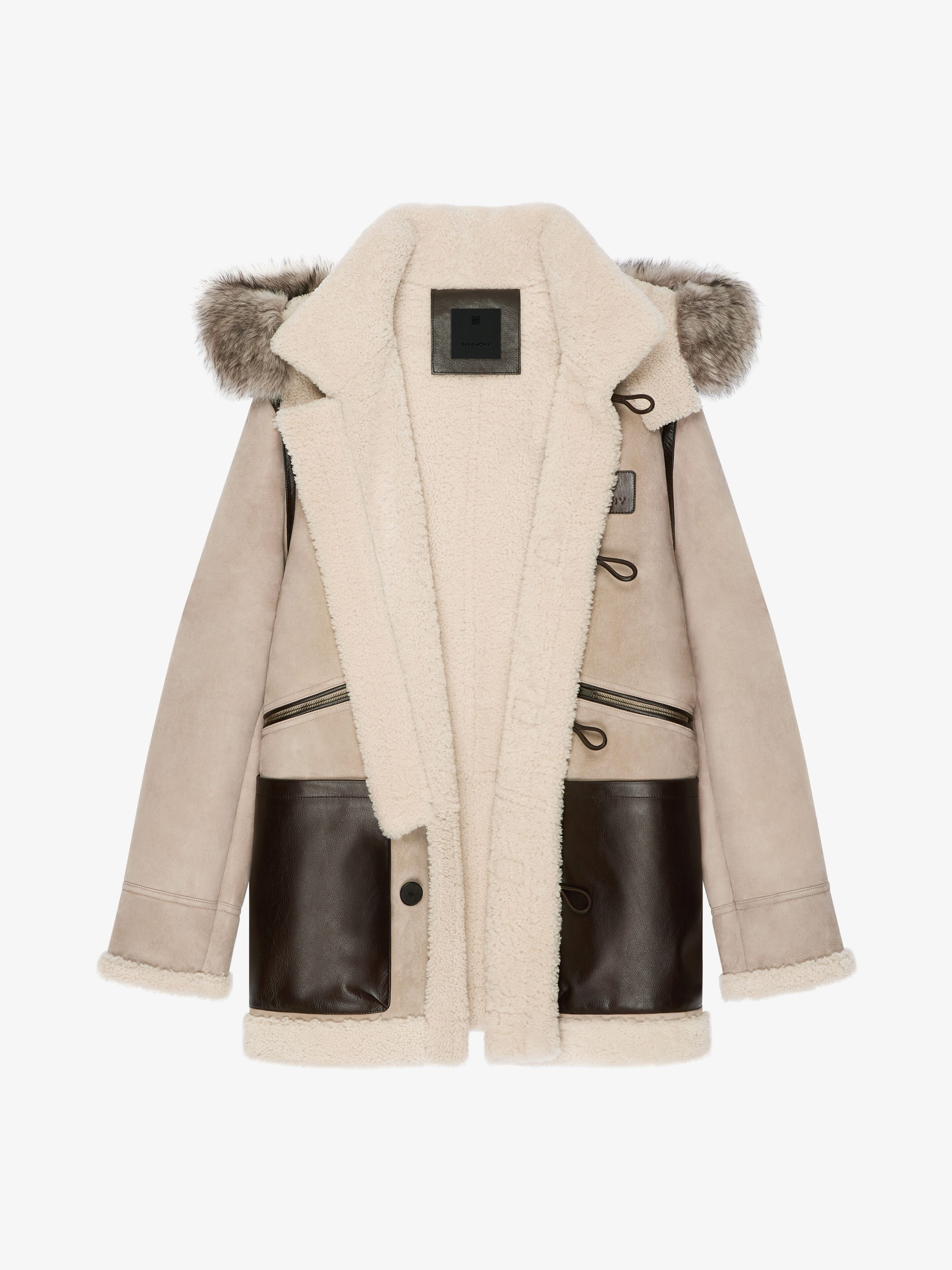 DUFFLE COAT IN SHEARLING AND LEATHER - 4