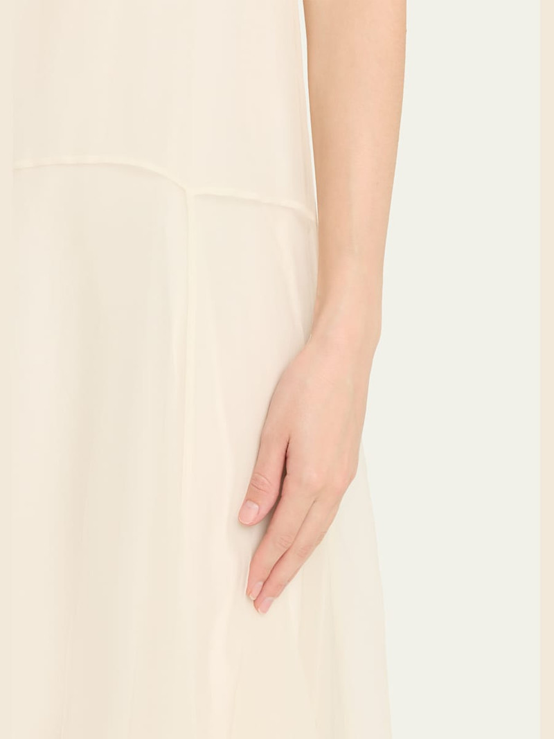Brunello Cucinelli Crispy Silk Chiffon Drop-Waist Sleeveless Maxi Dress outlook