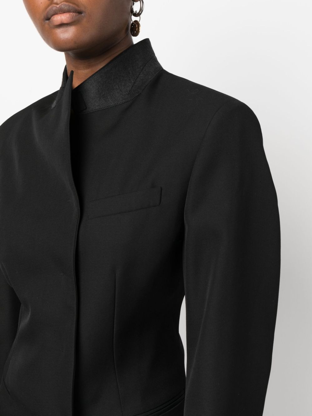 no-lapels virgin wool blazer - 5