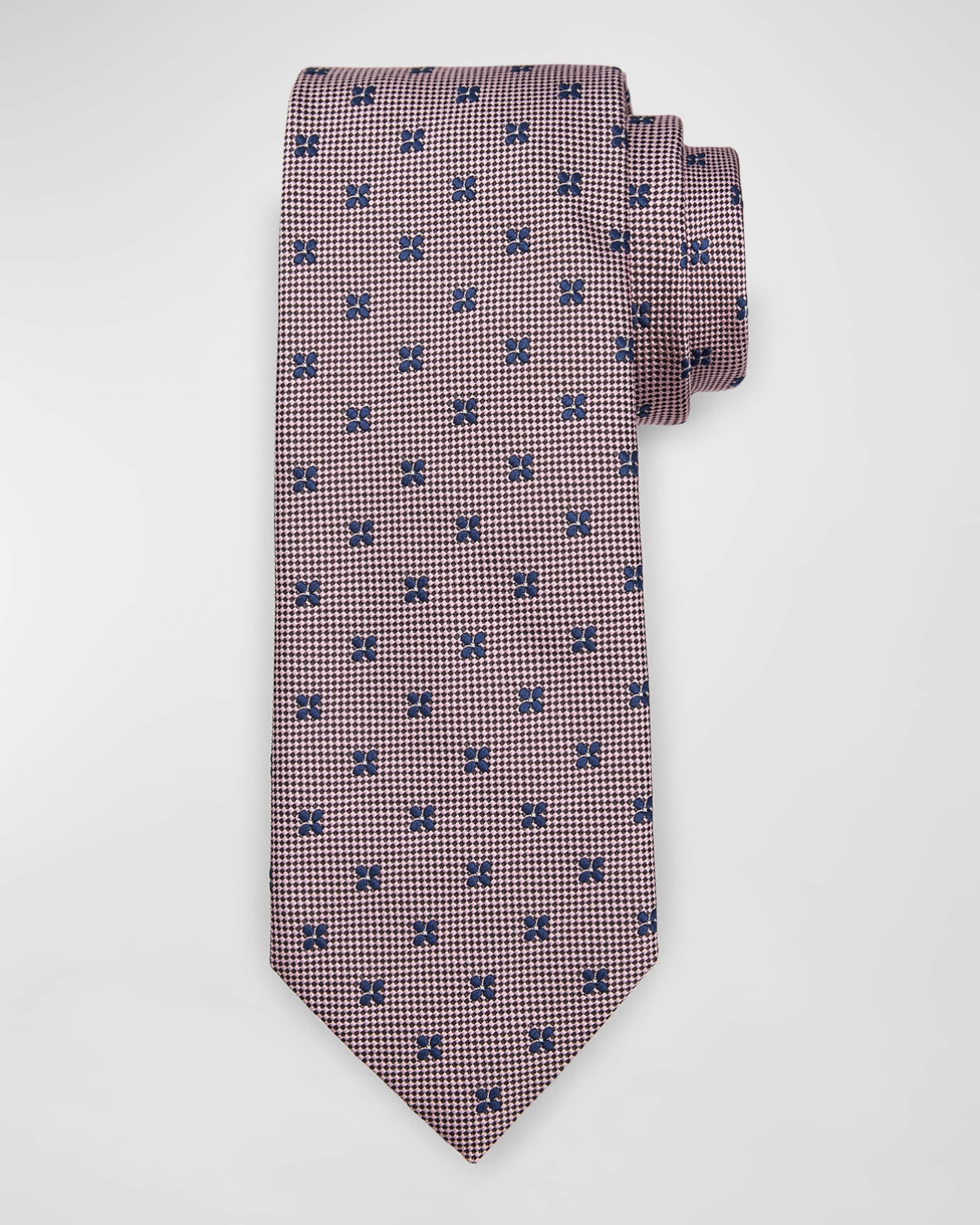 Men's Floral Jacquard Silk Tie - 1