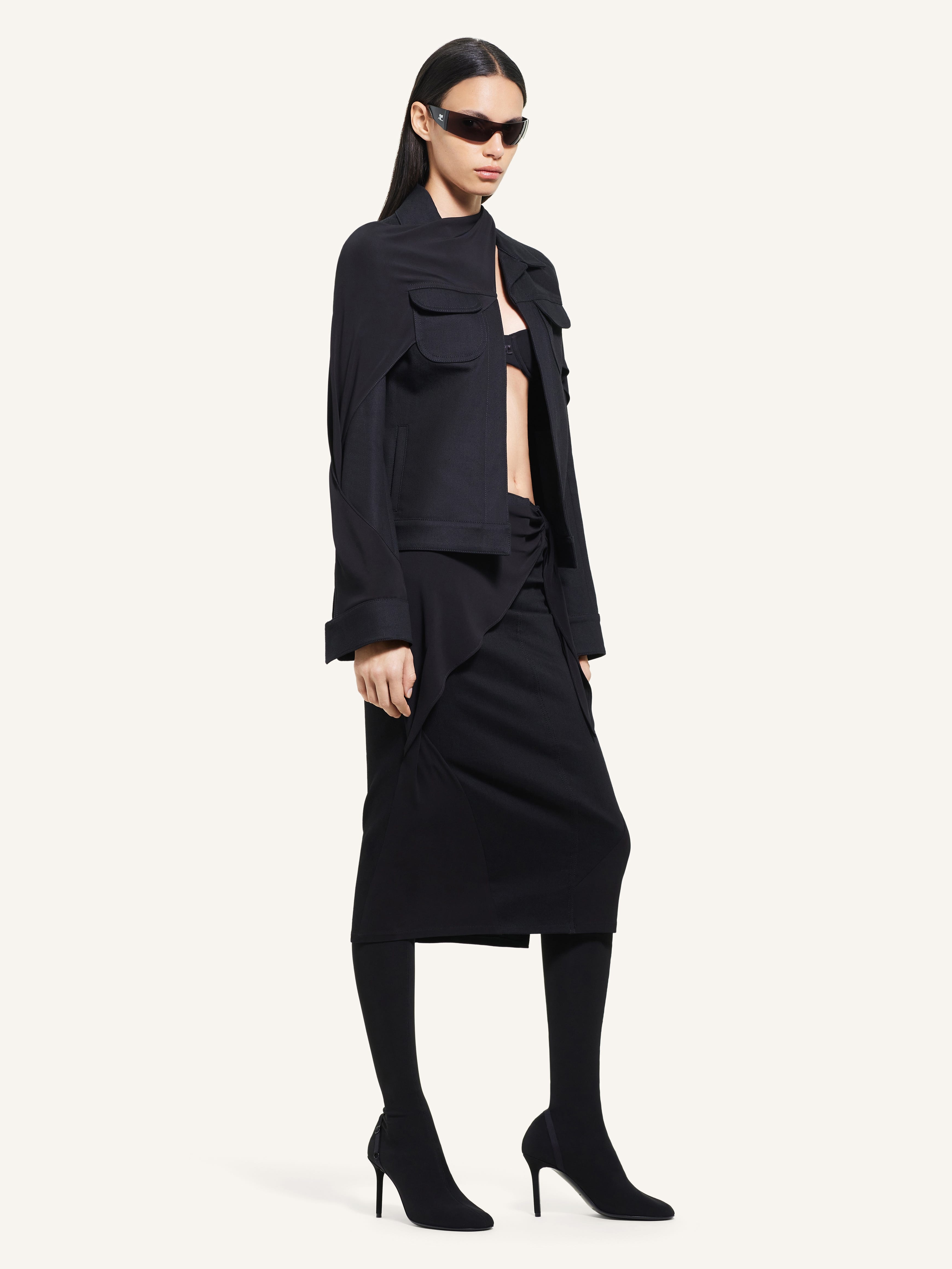 DRAPED DENIM SKIRT - 3