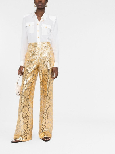 Valentino metallic lace wide-leg trousers outlook