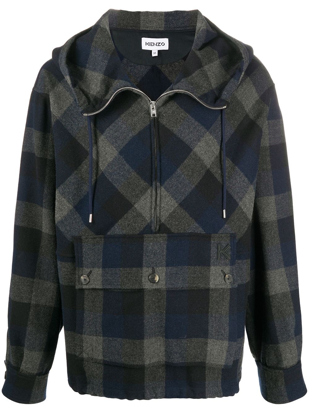 checked zip-up hoodie - 1