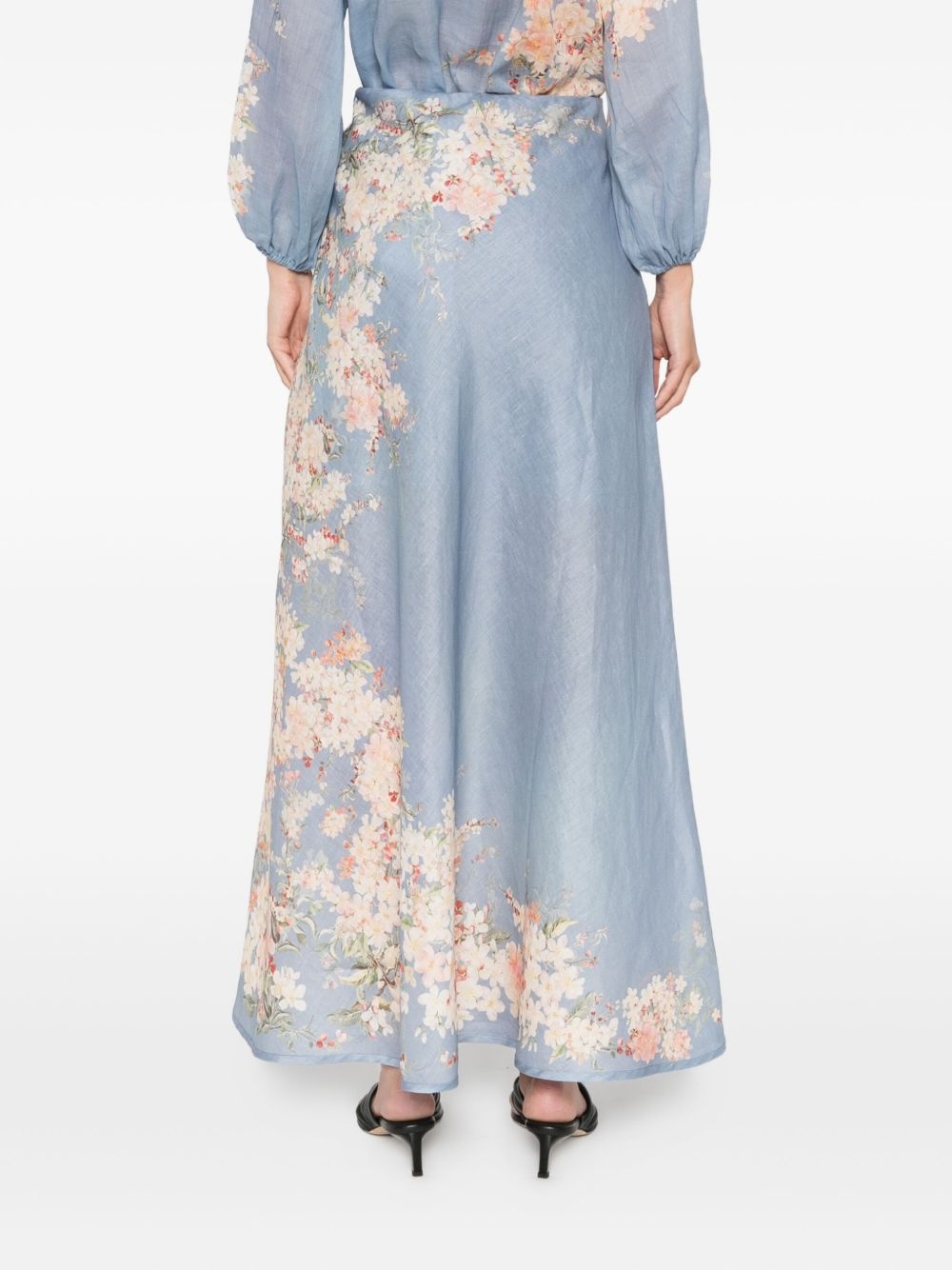 Cascadian floral-print linen skirt - 4