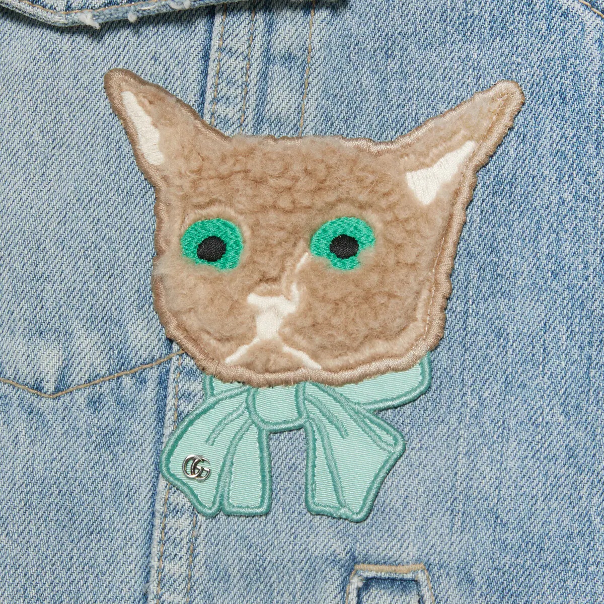 Gucci cat organic denim jacket - 6