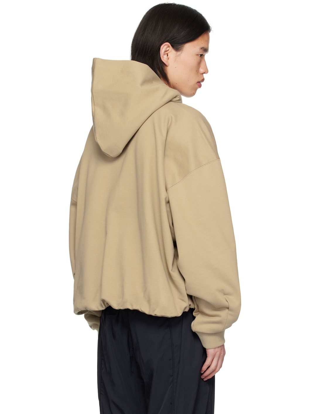 Beige Over Fit String Hoodie - 3