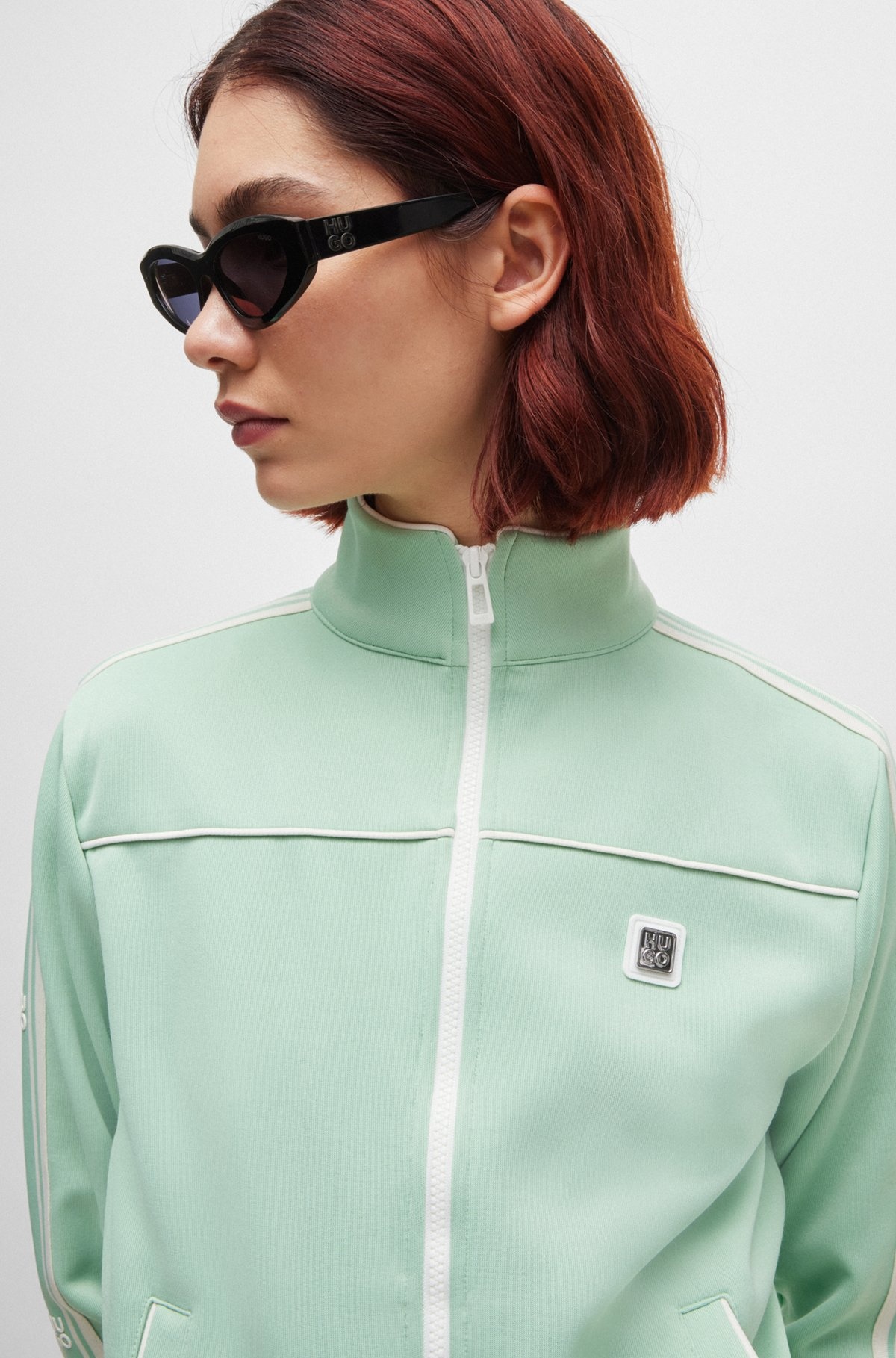 LOOSE-FIT JERSEY JACKET WITH STACKED LOGO - 5
